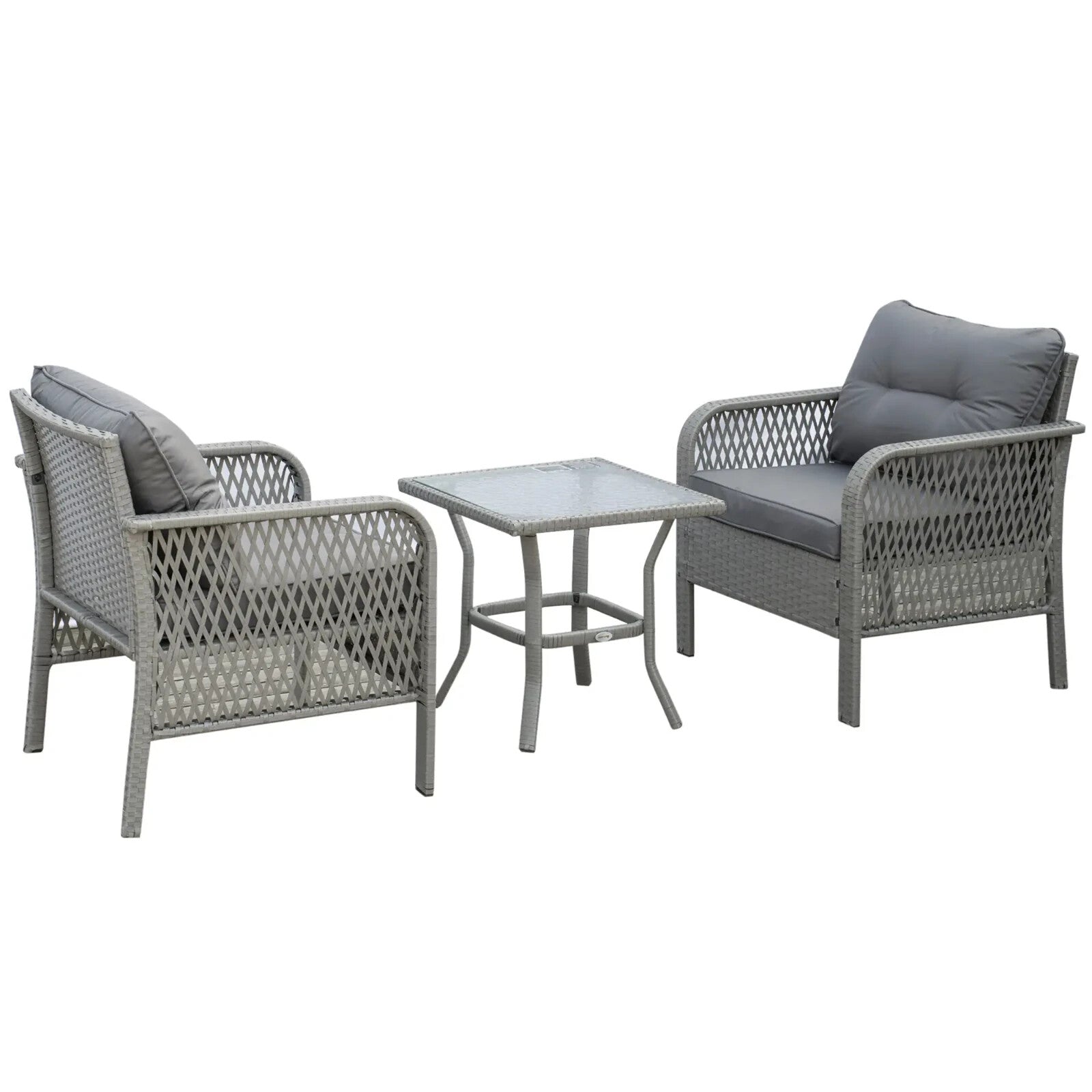 3 Piece Rattan Bistro Set with Coffee Table, Chairs and Cushions for Outdoor - Home and Garden Furniture Shop - rustic - furniture