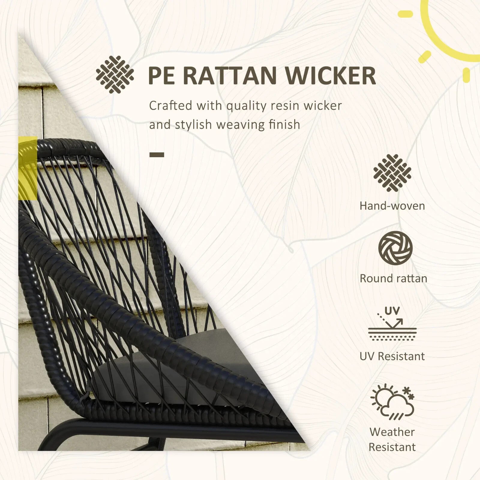 3 Piece Rattan Garden Bistro Set with Cushions 2 Armchairs & Round Coffee Table - Home and Garden Furniture Shop - rustic - furniture