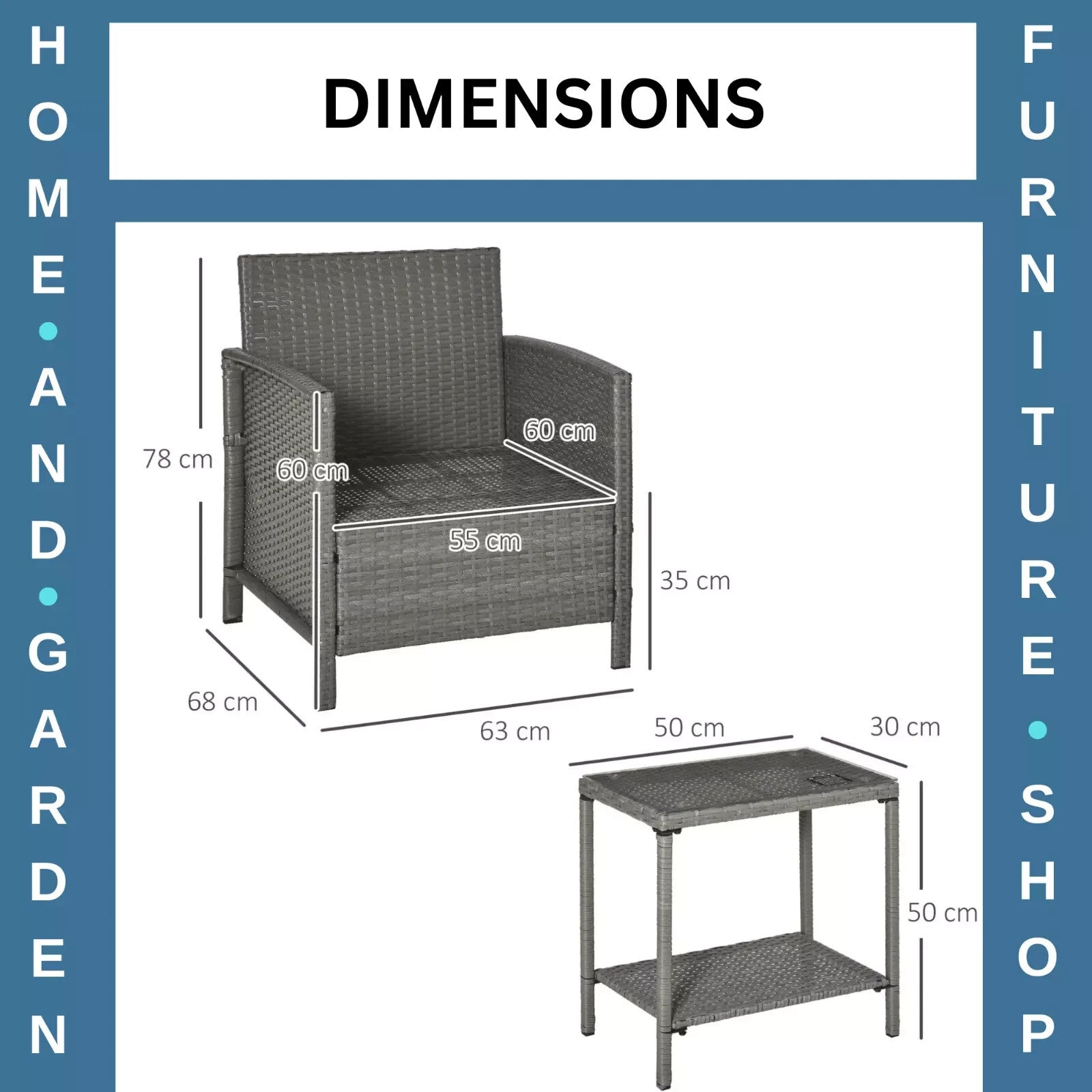 3 Piece Rattan Garden Bistro Set with Sofa Chair and Table Furniture Light Grey - Home and Garden Furniture Shop - rustic - furniture