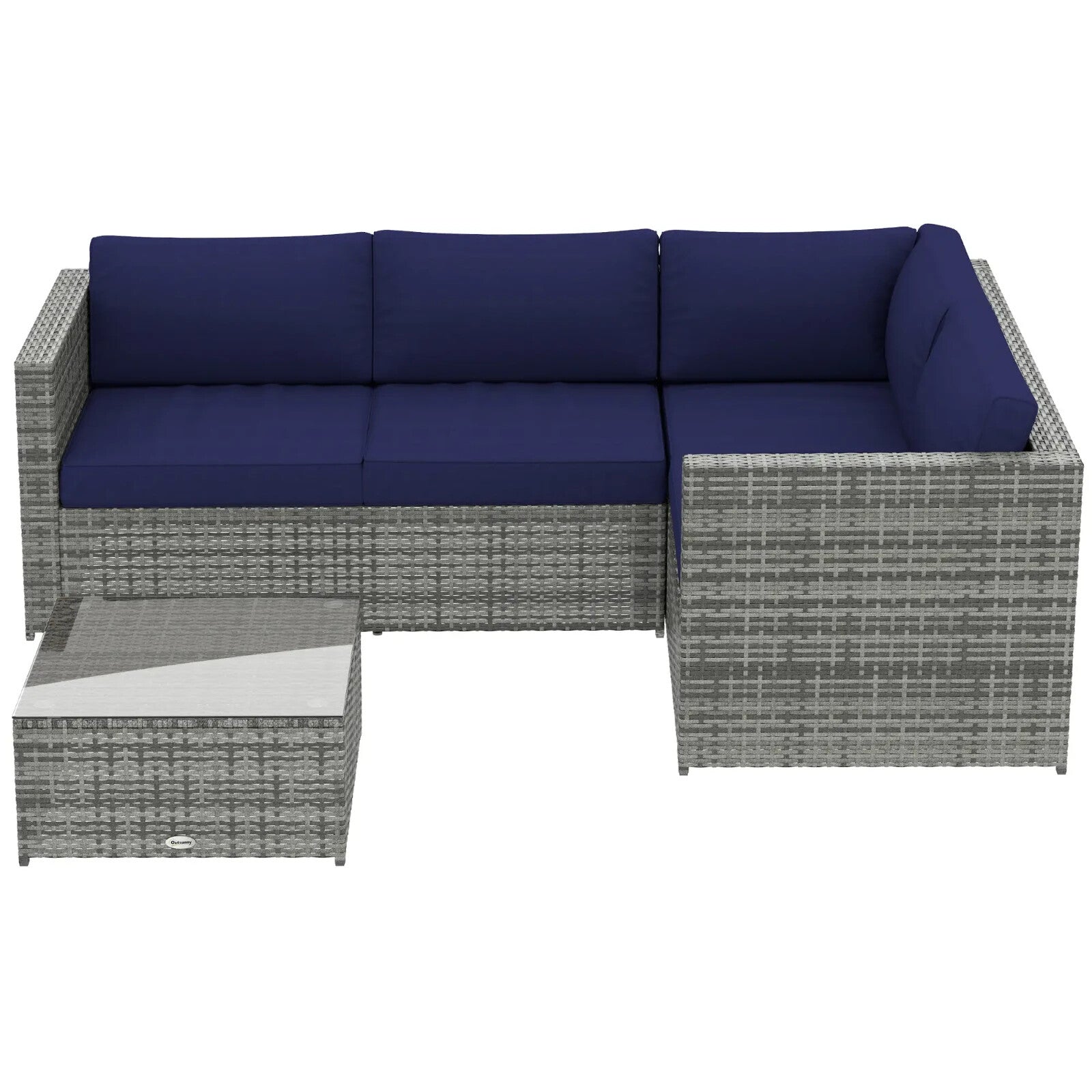 3 Piece Rattan Garden Furniture Set w/Cushion 4 Seater Corner Sofa & Glass Table - Home and Garden Furniture Shop - rustic - furniture