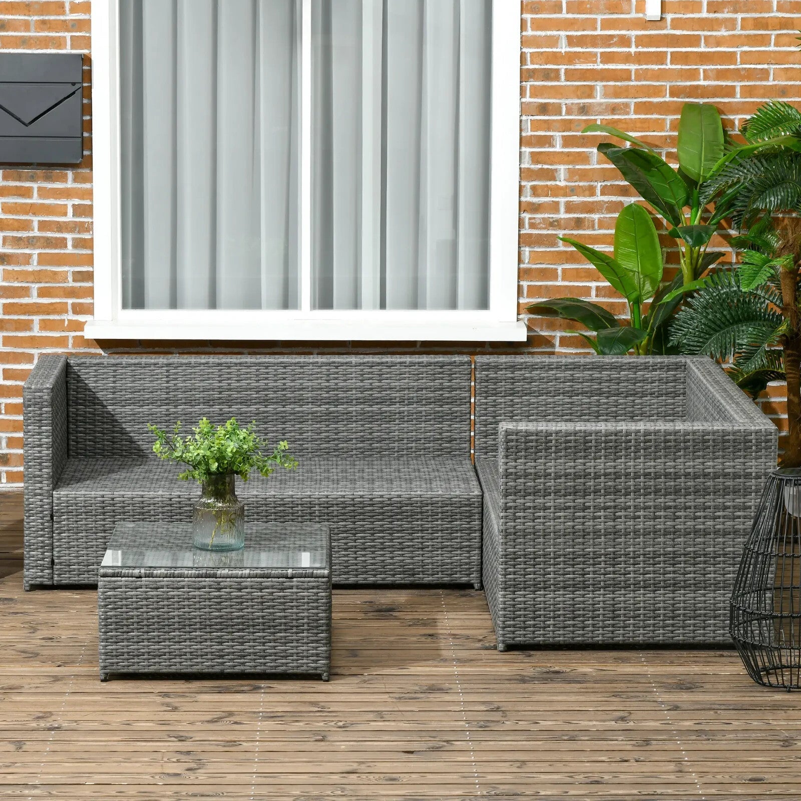 3 Piece Rattan Garden Furniture Set with 4 Seater Corner Sofa and Coffee Table - Home and Garden Furniture Shop - rustic - furniture