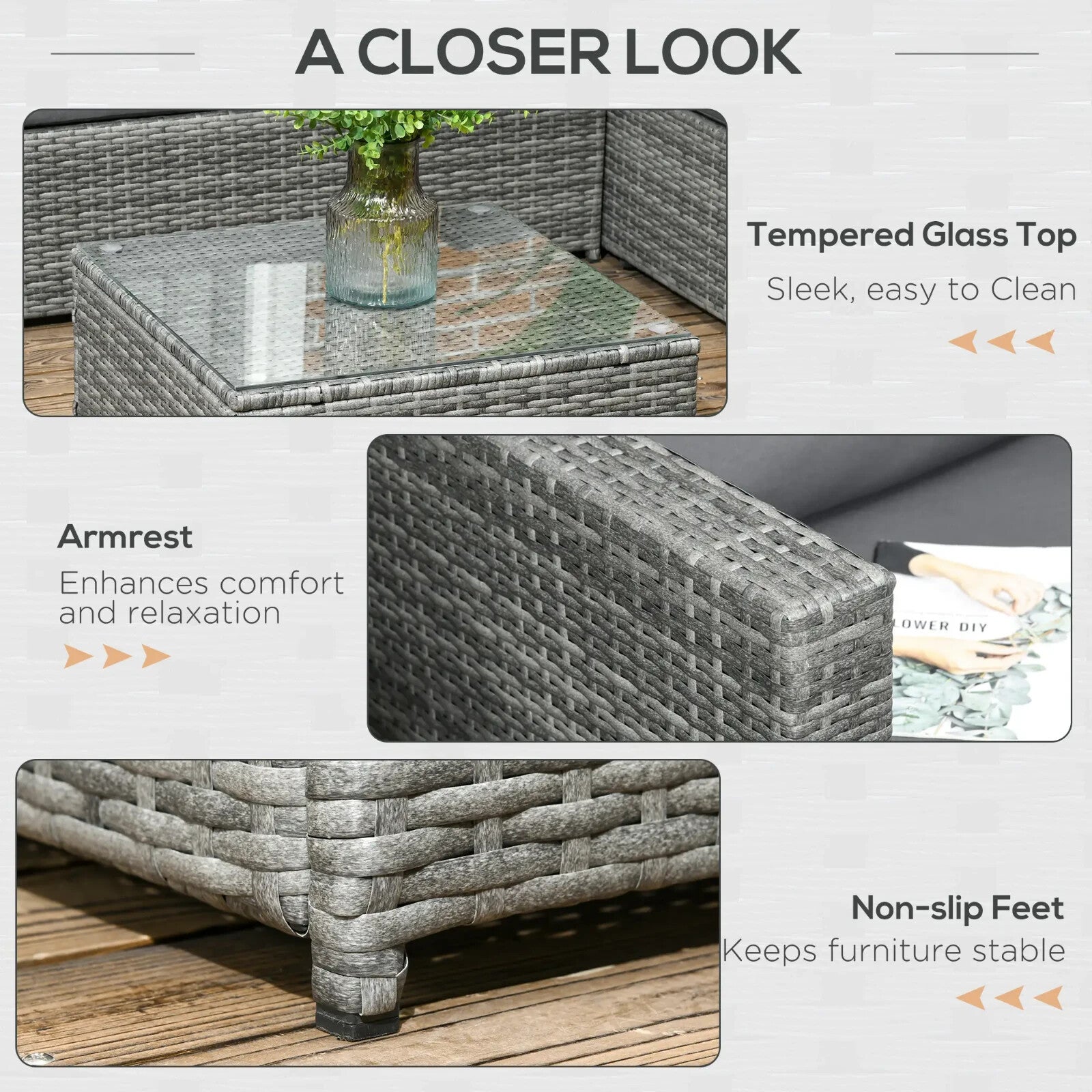 3 Piece Rattan Garden Furniture Set with 4 Seater Corner Sofa and Coffee Table - Home and Garden Furniture Shop - rustic - furniture