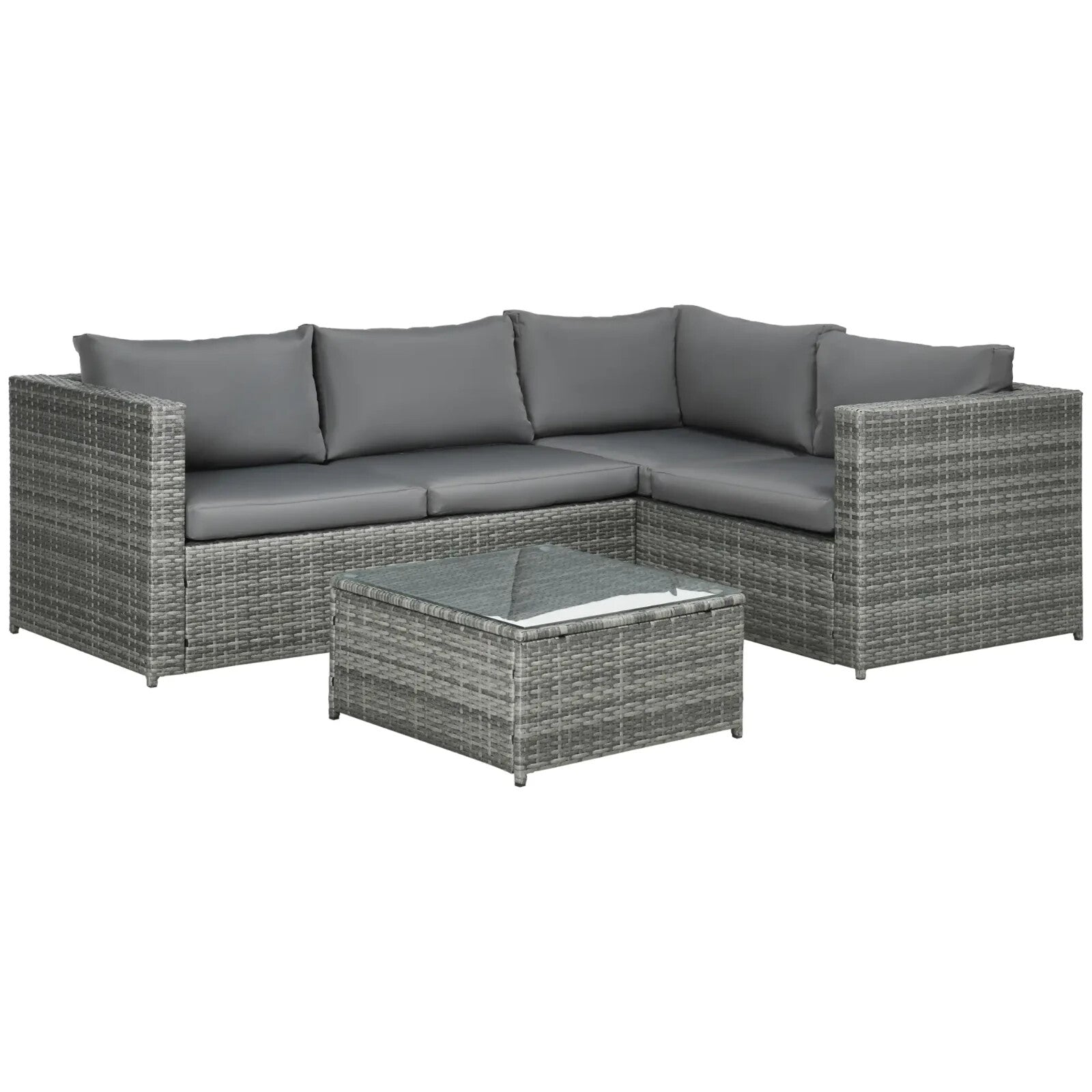 3 Piece Rattan Garden Furniture Set with 4 Seater Corner Sofa and Coffee Table - Home and Garden Furniture Shop - rustic - furniture