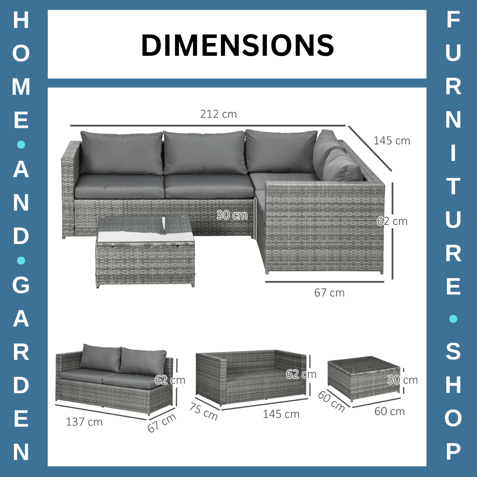 3 Piece Rattan Garden Furniture Set with 4 Seater Corner Sofa and Coffee Table - Home and Garden Furniture Shop - rustic - furniture