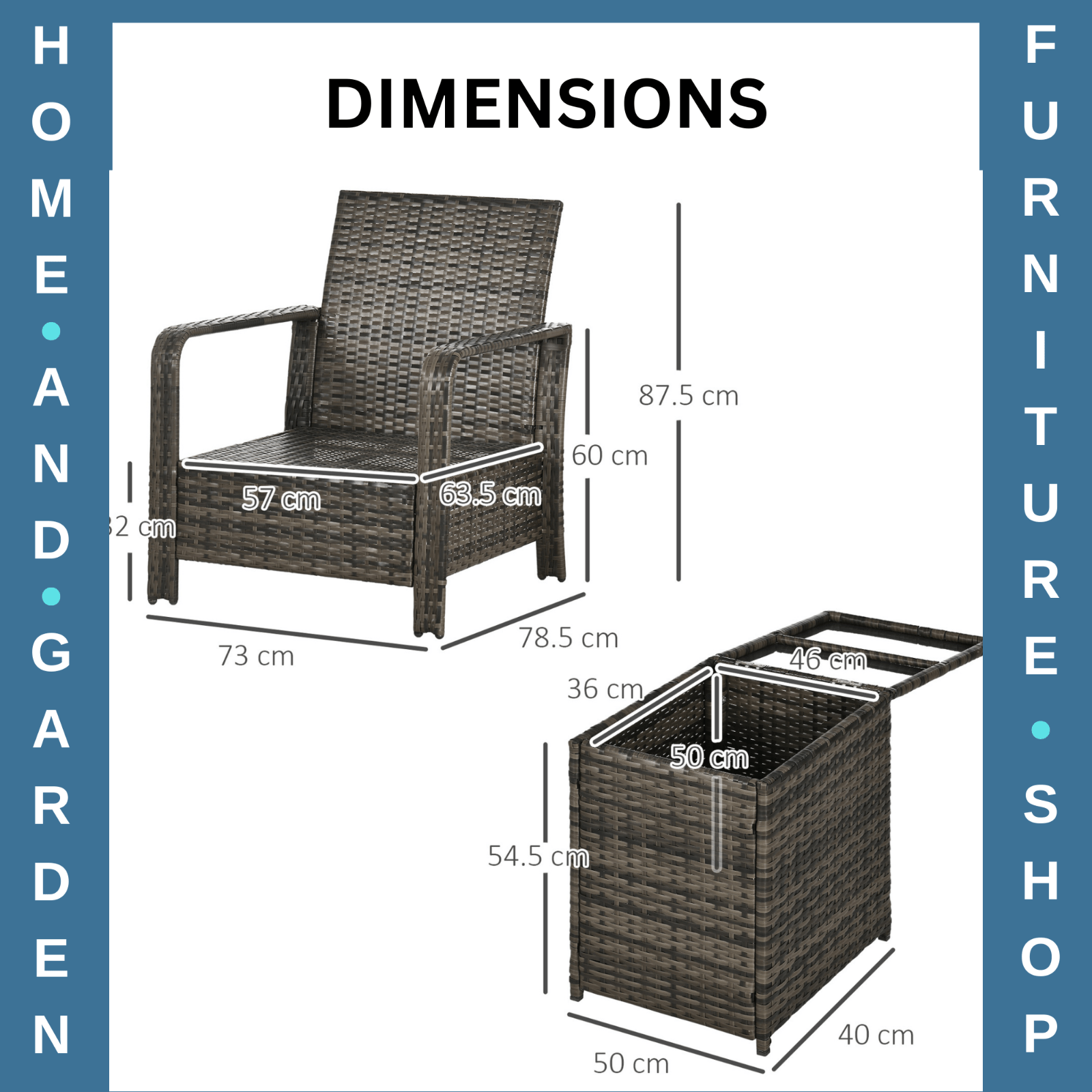 3 Piece Rattan Garden Seating Set with 2 Padded Chairs and Storage Table Outdoor - Home and Garden Furniture Shop - rustic - furniture