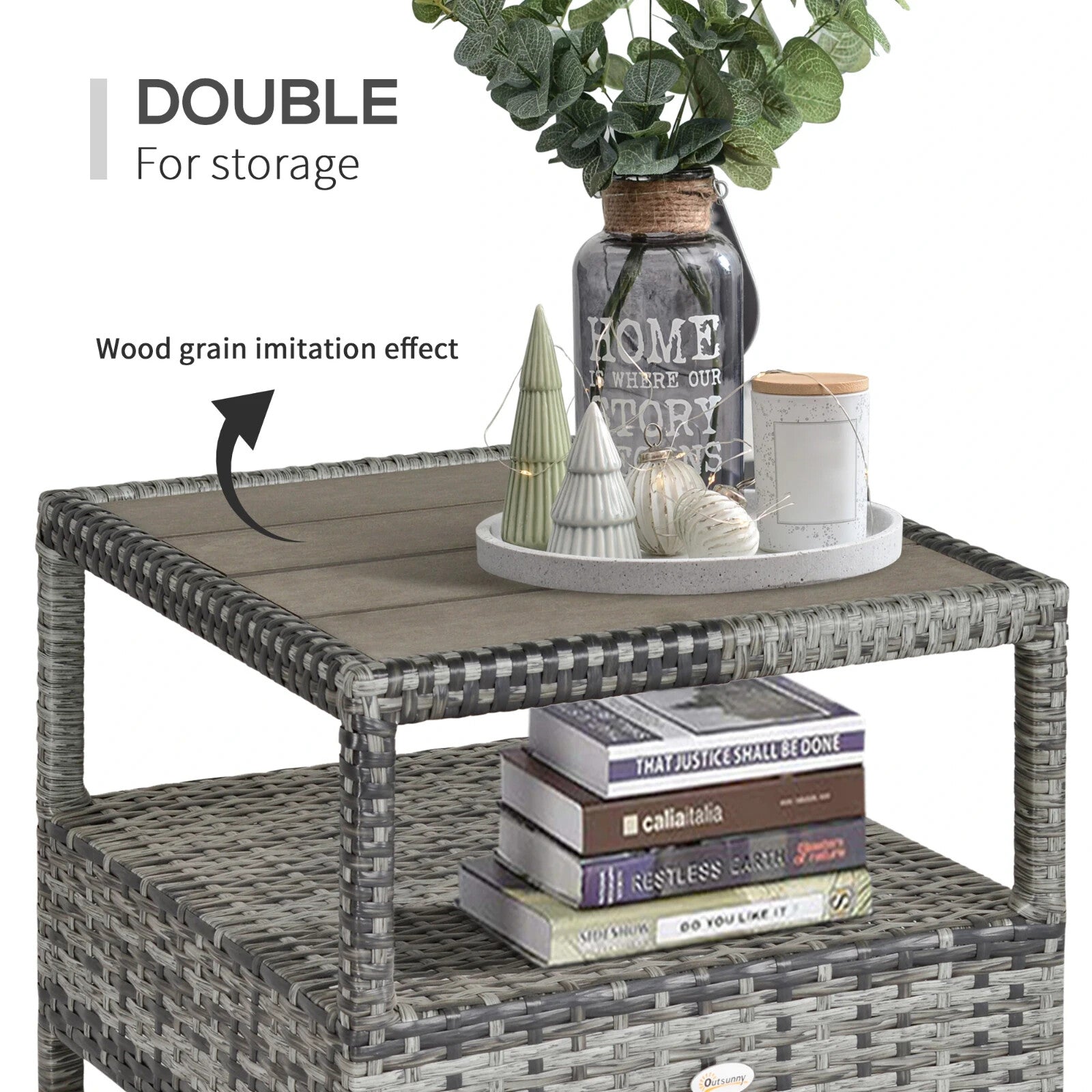 3 - Piece Rattan Sofa Set Patio Furniture with Cushions & Chaise Longue Mixed Grey - Home and Garden Furniture Shop - rustic - furniture