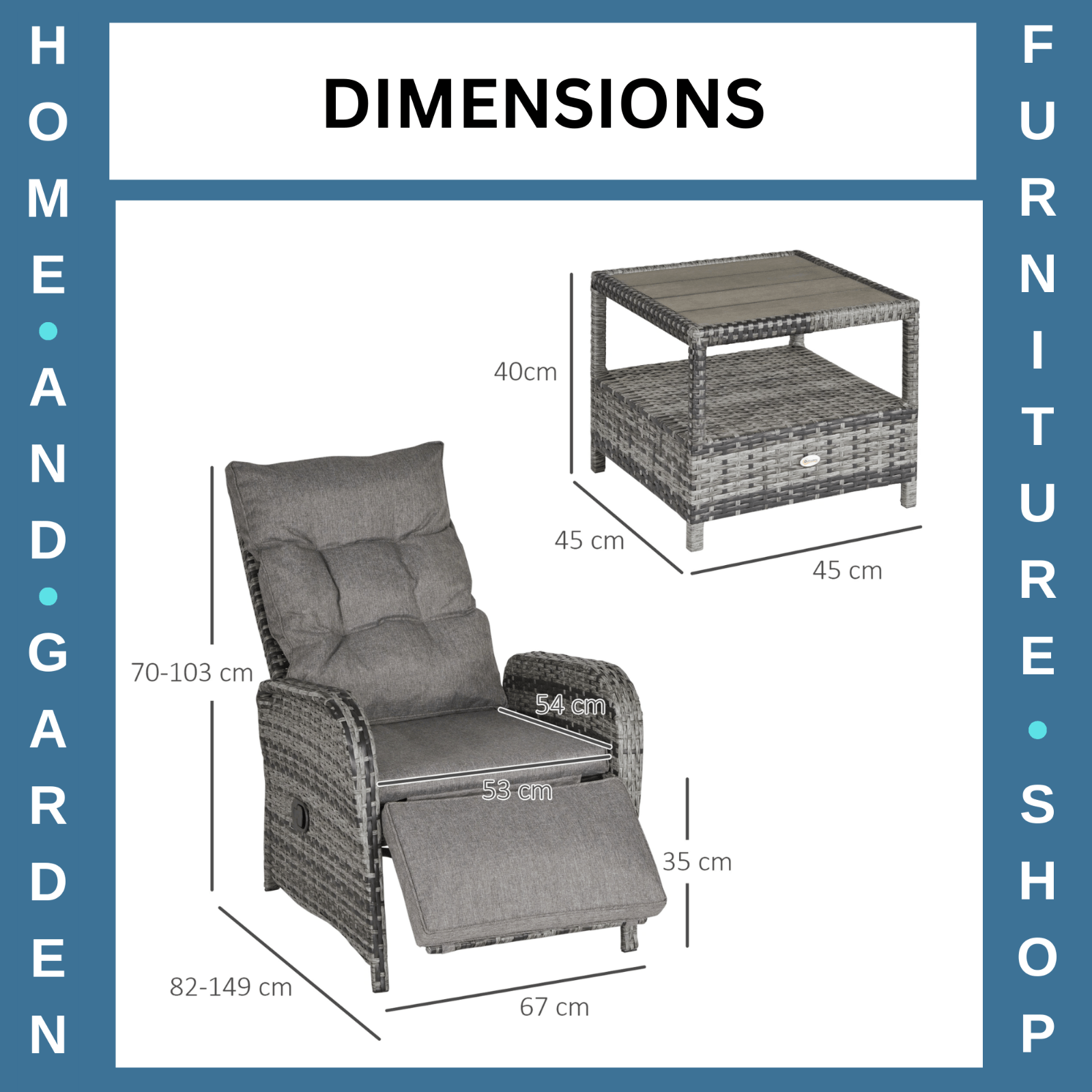 3 - Piece Rattan Sofa Set Patio Furniture with Cushions & Chaise Longue Mixed Grey - Home and Garden Furniture Shop - rustic - furniture