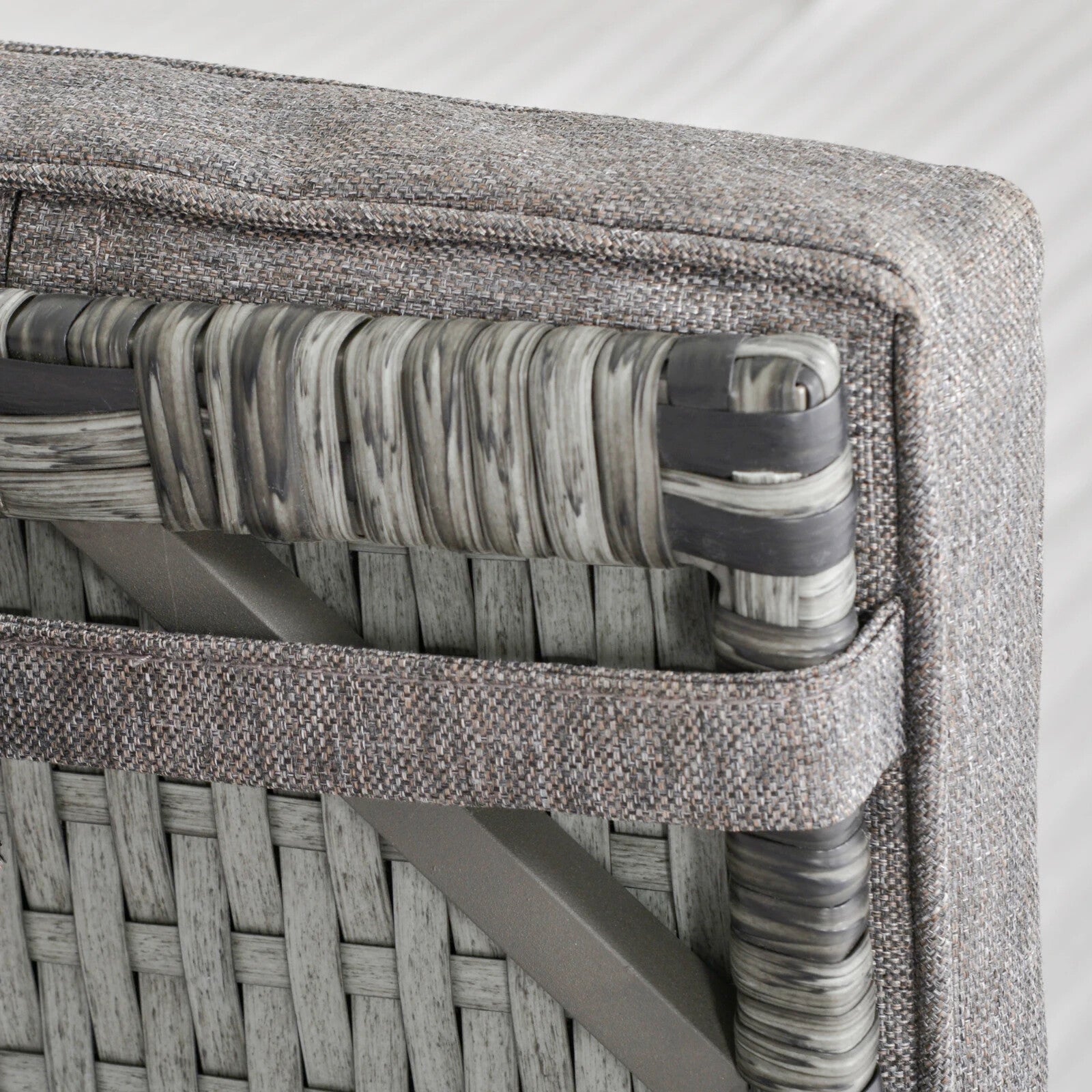 3 - Piece Rattan Sofa Set Patio Furniture with Cushions & Chaise Longue Mixed Grey - Home and Garden Furniture Shop - rustic - furniture