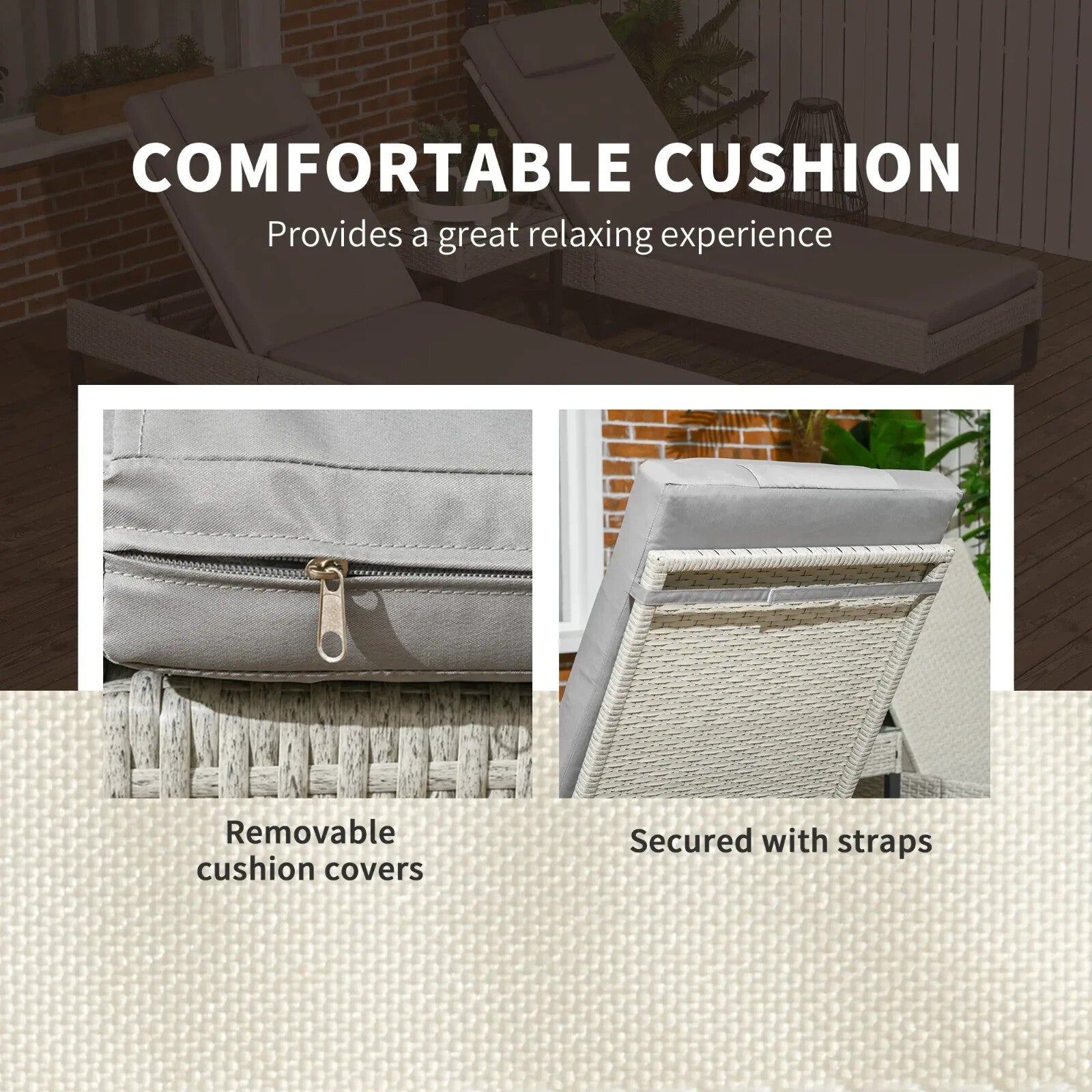 3 Piece Rattan Sun Lounger Set With Adjustable Recliner Chaise Lounge And Table - Home and Garden Furniture Shop - rustic - furniture