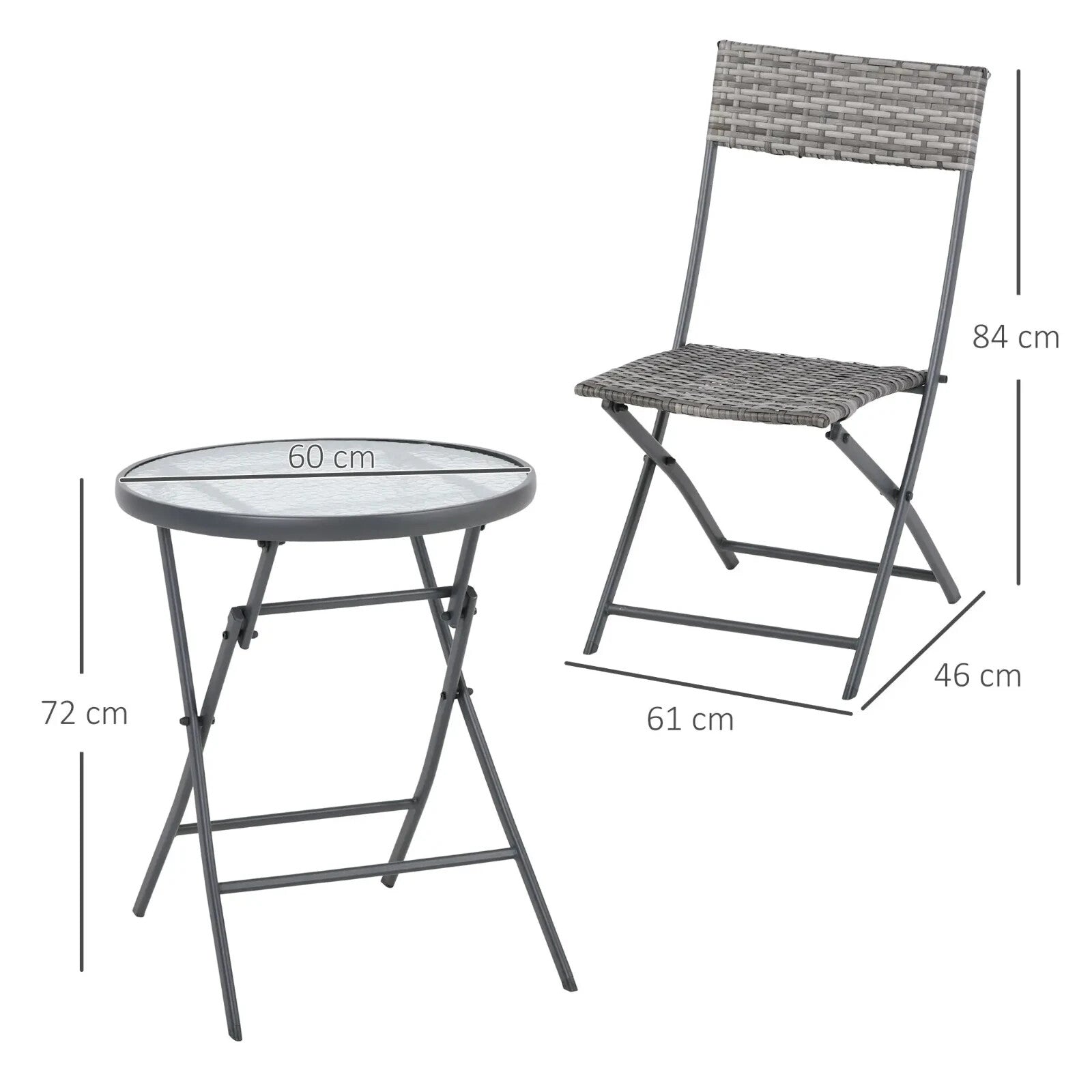 3 - Piece Wicker Bistro Set – Foldable Patio Table and Chairs for Outdoor Use - Home and Garden Furniture Shop - rustic - furniture