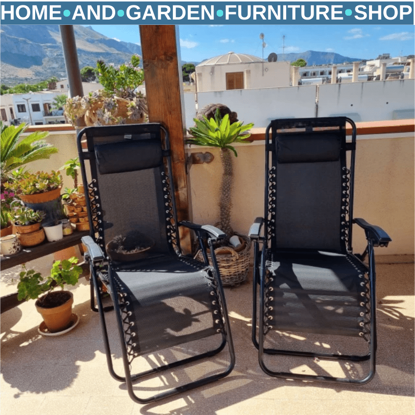 3 Pieces Folding Zero Gravity Chairs with Side Table Outdoor Garden Recliner Set - Home and Garden Furniture Shop - rustic - furniture