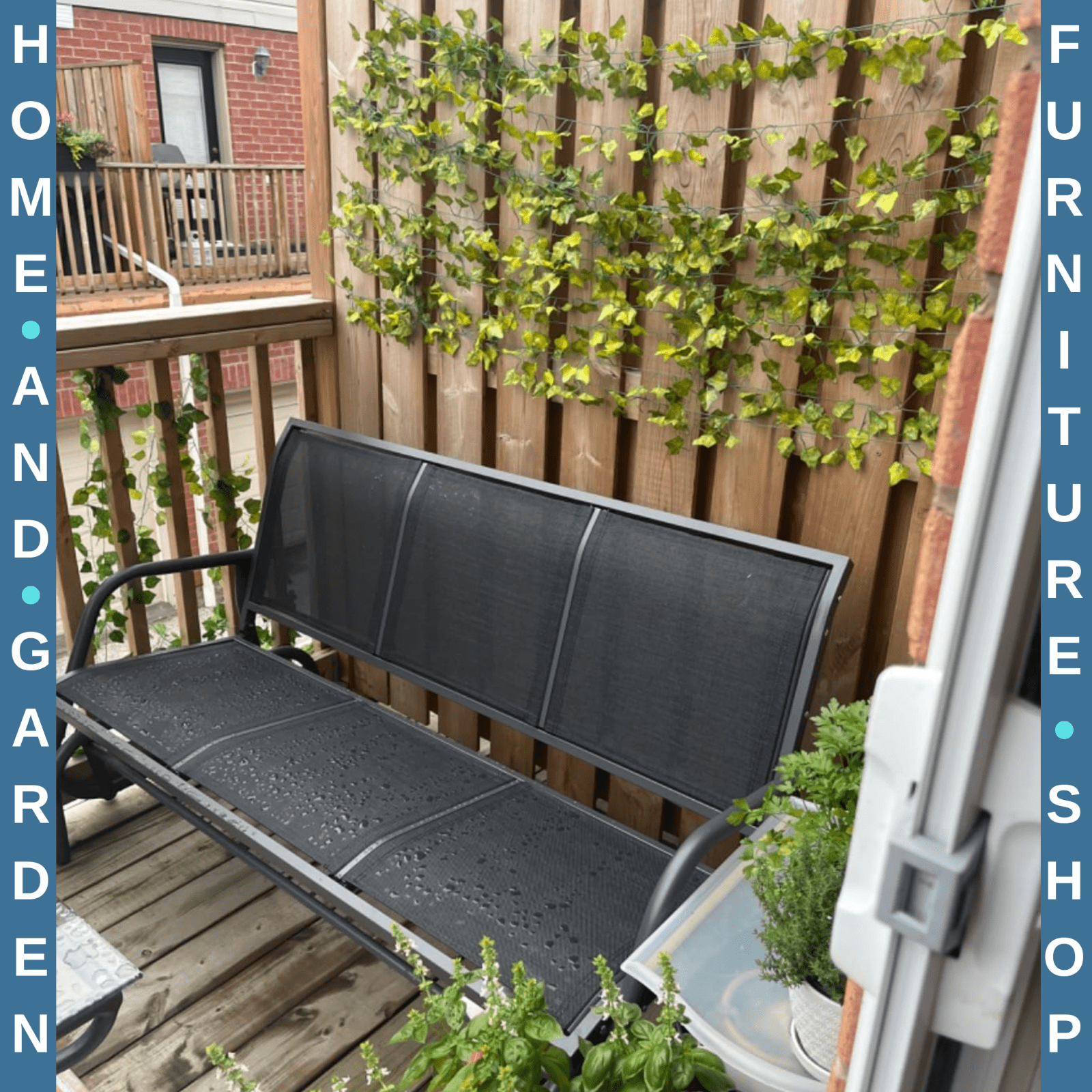 3 Seat Glider Rocking Chair Garden Bench Patio Furniture Texteline Fabric Seat - Home and Garden Furniture Shop - rustic - furniture