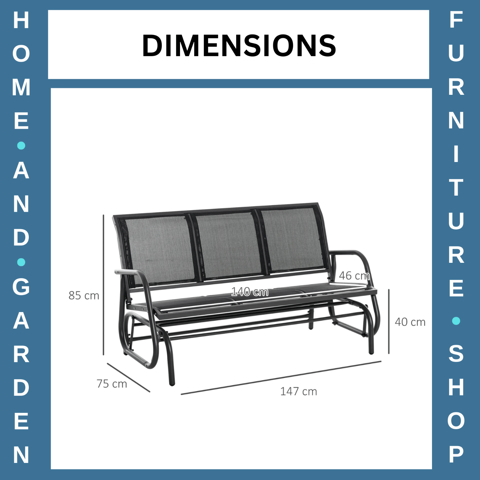 3 Seat Glider Rocking Chair Garden Bench Patio Furniture Texteline Fabric Seat - Home and Garden Furniture Shop - rustic - furniture