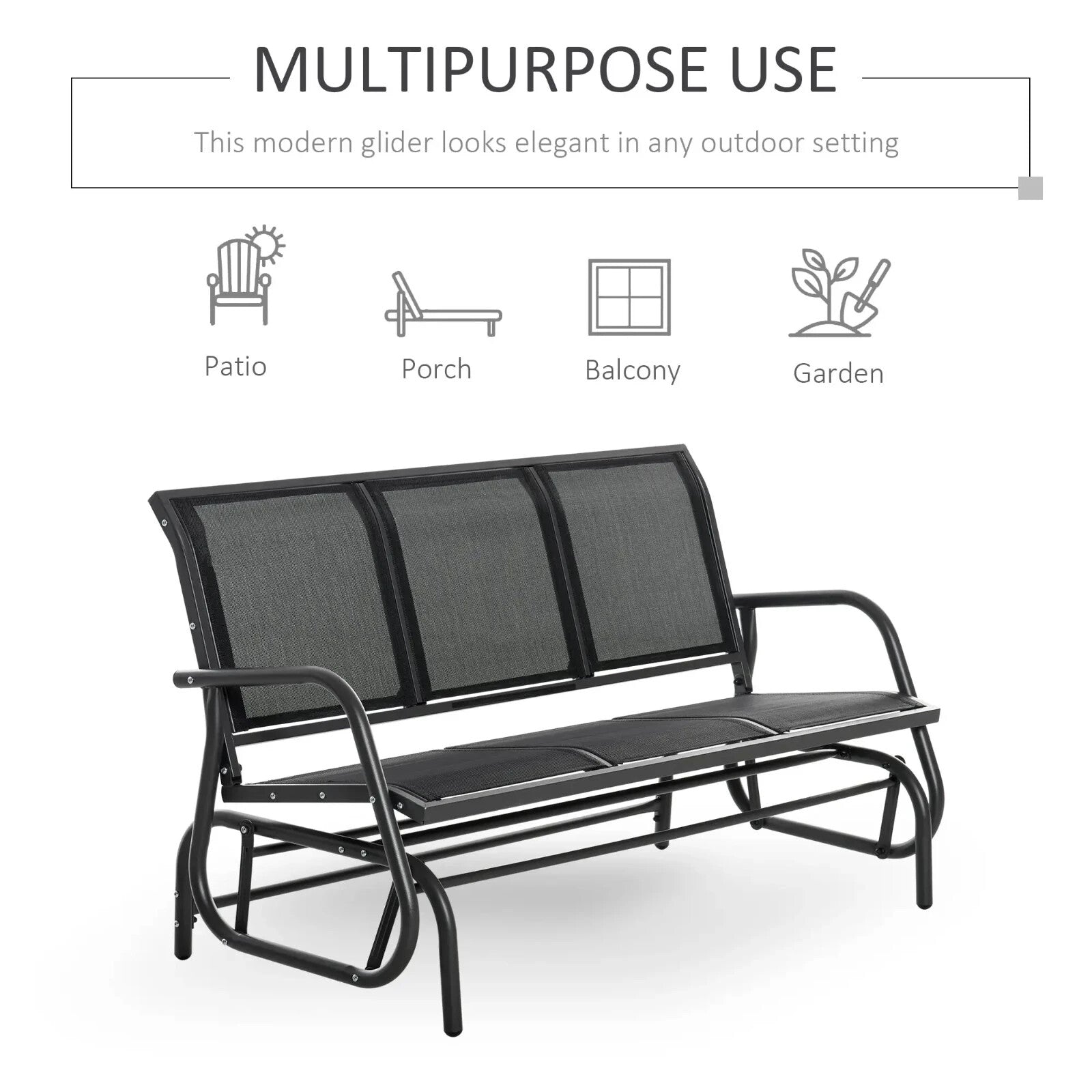 3 Seater Garden Glider Rocking Chair Bench Patio Furniture with Texteline Seat - Home and Garden Furniture Shop - #rustic - furniture#