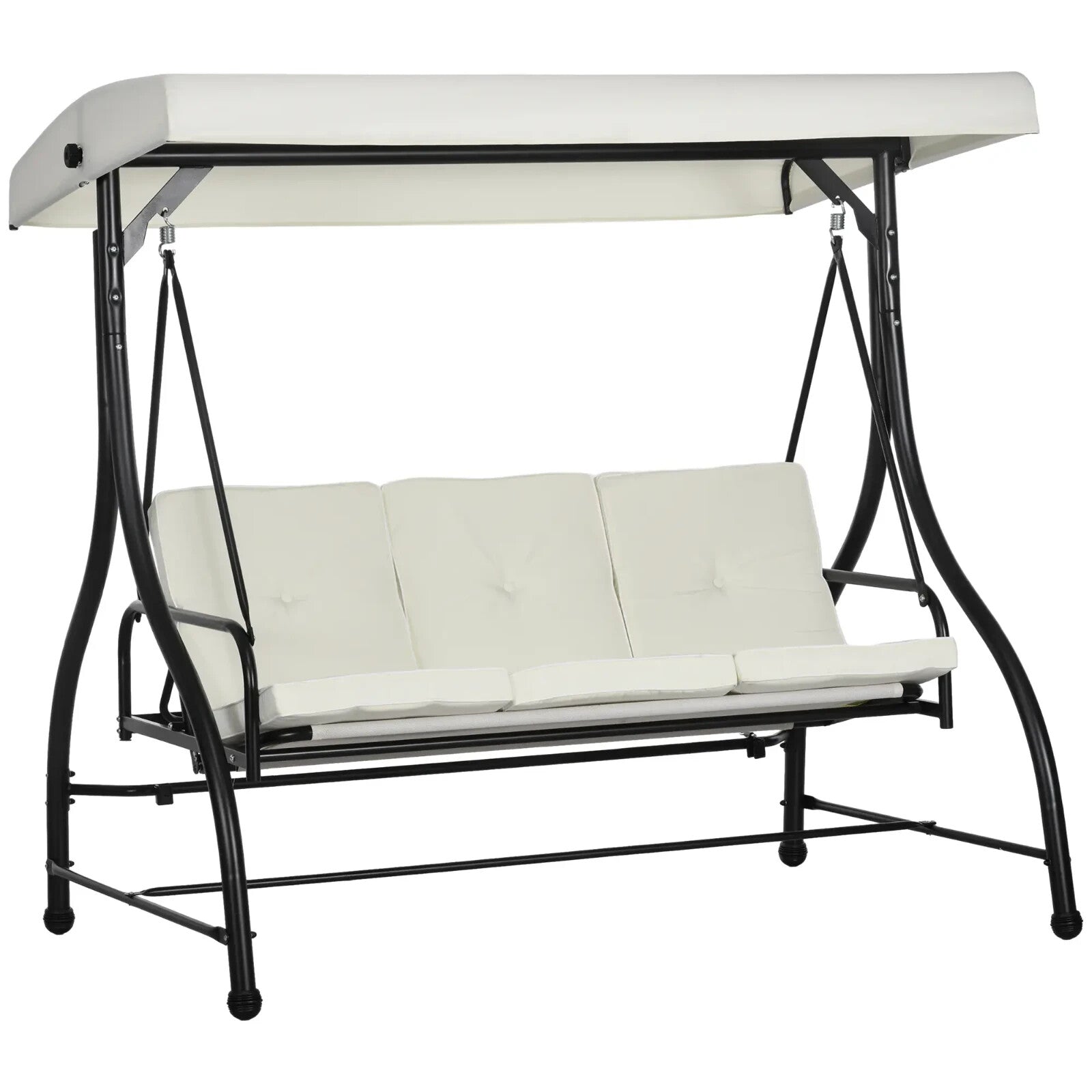 3 Seater Garden Swing Chair Bed 2 in 1 with Adjustable Canopy and Metal Frame - Home and Garden Furniture Shop - rustic - furniture
