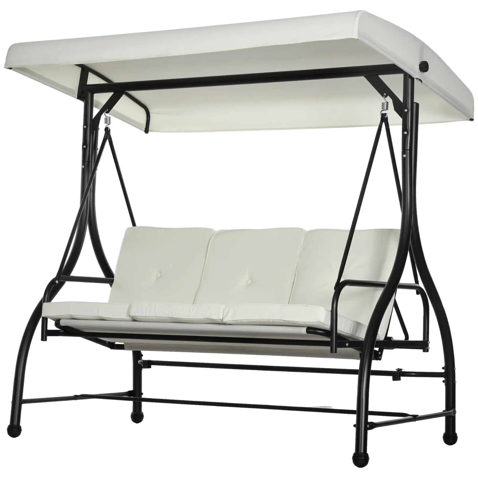 3 Seater Garden Swing Chair Bed 2 in 1 with Adjustable Canopy and Metal Frame - Home and Garden Furniture Shop - rustic - furniture