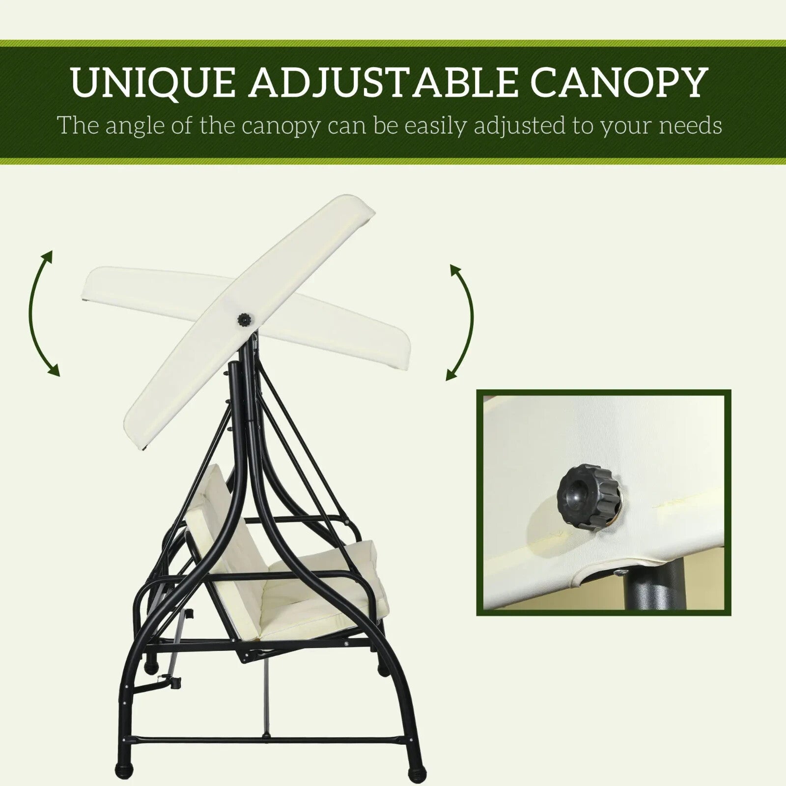 3 Seater Garden Swing Chair Bed 2 in 1 with Adjustable Canopy and Metal Frame - Home and Garden Furniture Shop - rustic - furniture