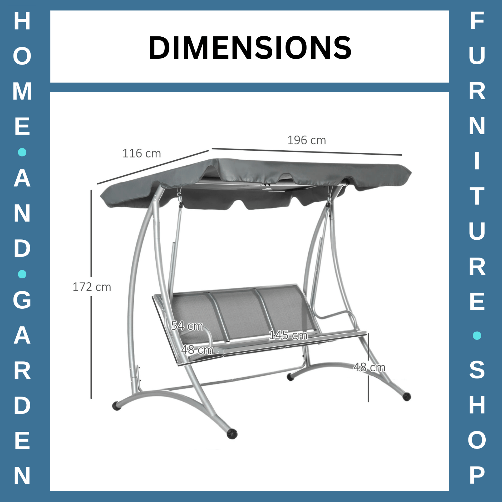 3 Seater Garden Swing Chair Steel Hammock Bench with Adjustable Canopy Sun Roof - Home and Garden Furniture Shop - rustic - furniture