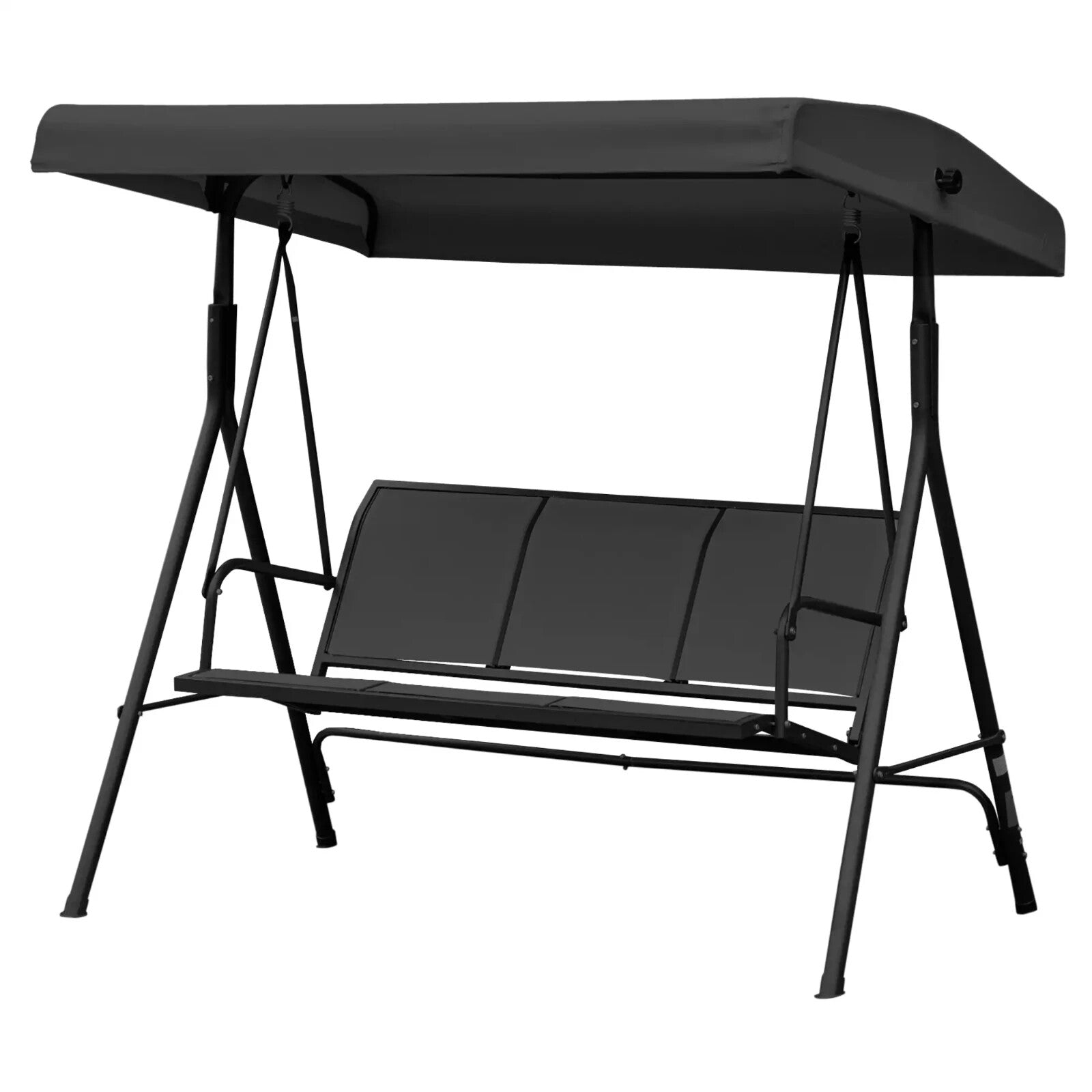 3 Seater Garden Swing Chair with Canopy Patio Swing Outdoor Sun Shade Seat Black - Home and Garden Furniture Shop - rustic - furniture