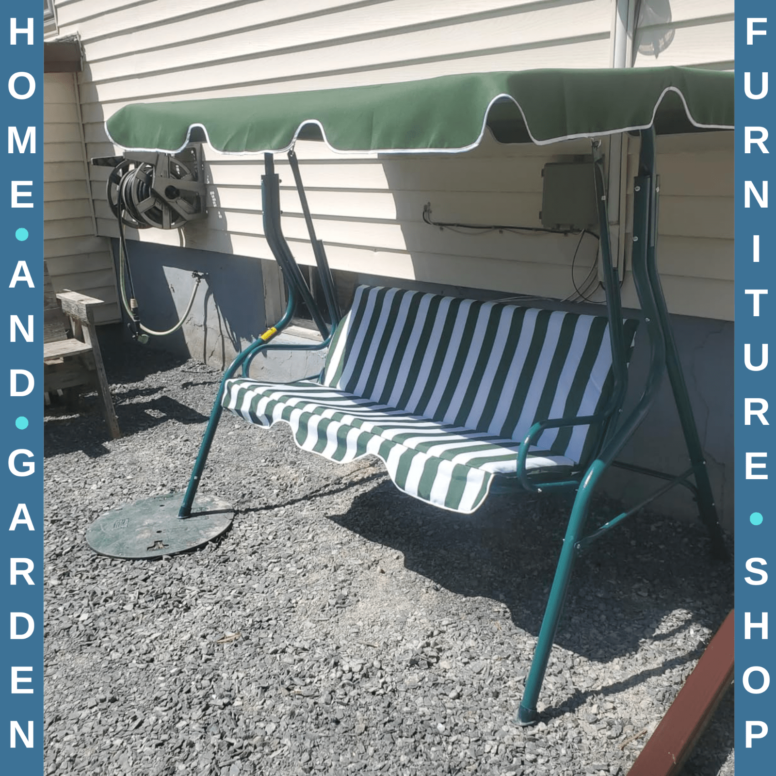 3 Seater Garden Swing Seat Chair w/Adjustable Canopy & Metal Frame Outdoor Bench - Home and Garden Furniture Shop - rustic - furniture