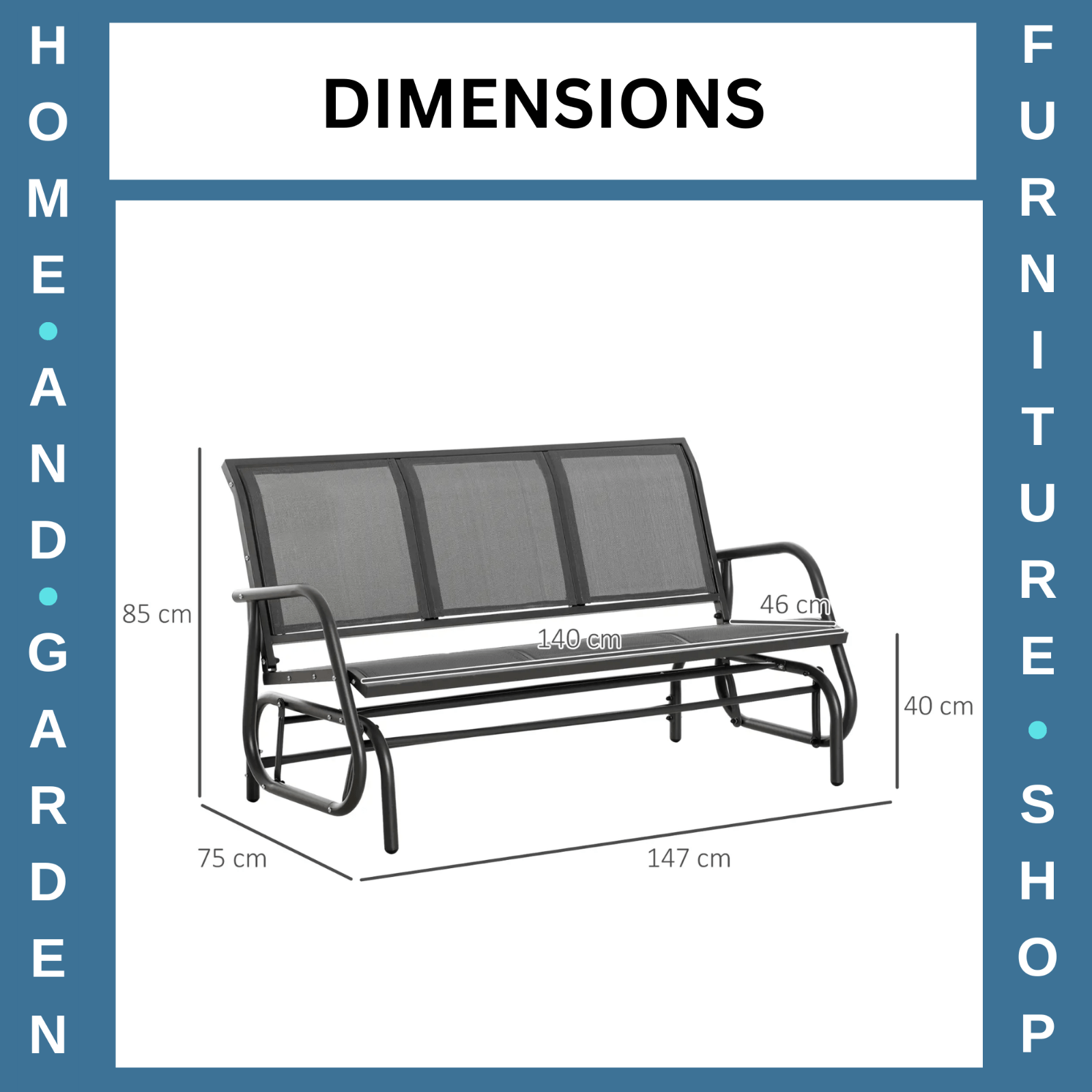 3 Seater Glider Rocking Chair Outdoor Garden Bench with Metal Frame for Patio - Home and Garden Furniture Shop - #rustic - furniture#
