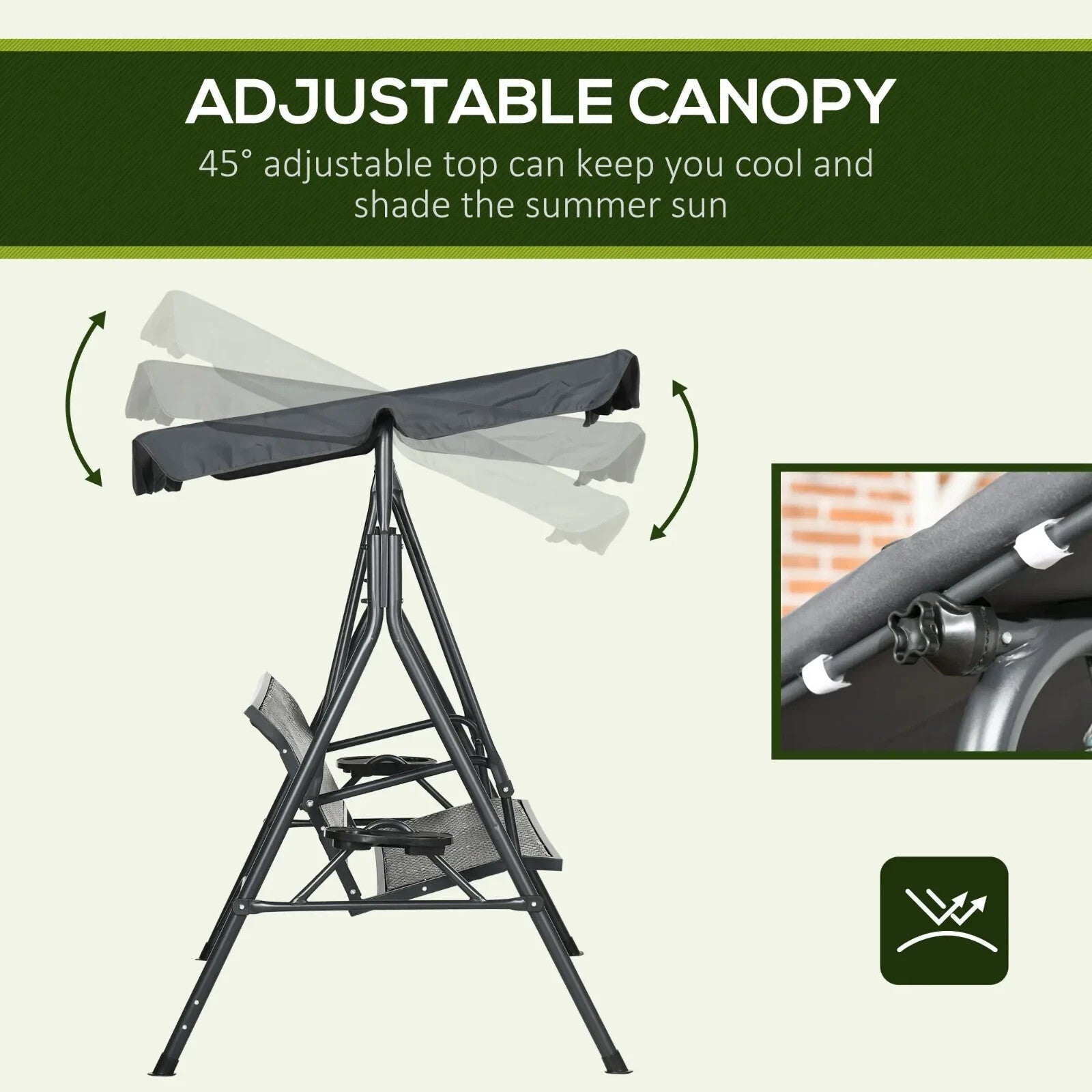 3 Seater Rattan Garden Swing Chair w/ Adjustable Canopy & Steel Frame for Patio - Home and Garden Furniture Shop - rustic - furniture