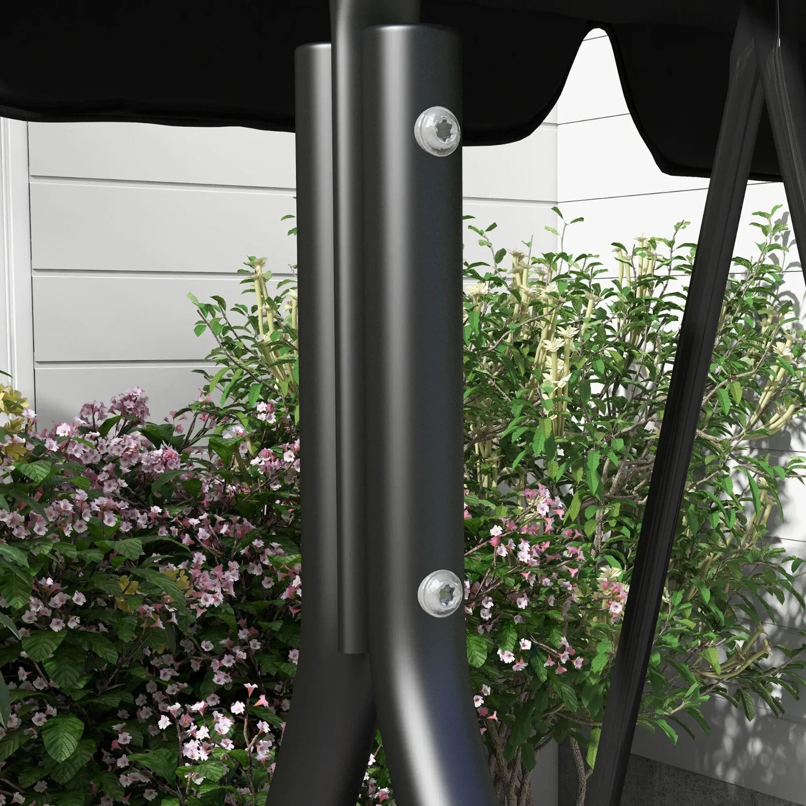 3 Seater Swing Chair Patio Garden Furniture Black Swing Seat Adjustable Canopy - Home and Garden Furniture Shop - rustic - furniture