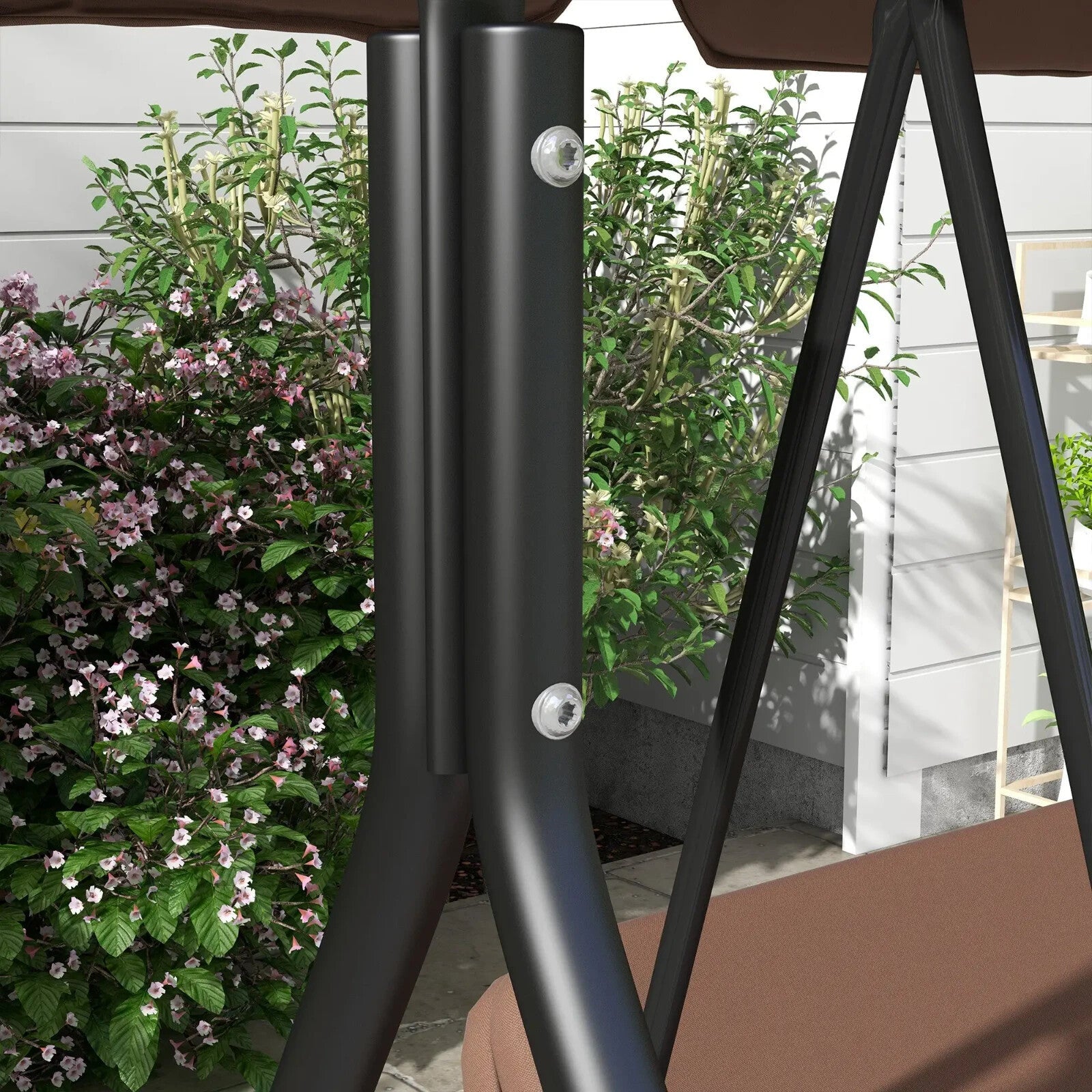 3 Seater Swing Chair w/ Adjustable Canopy Patio Hammock Bench Outdoor Seat - Home and Garden Furniture Shop - rustic - furniture