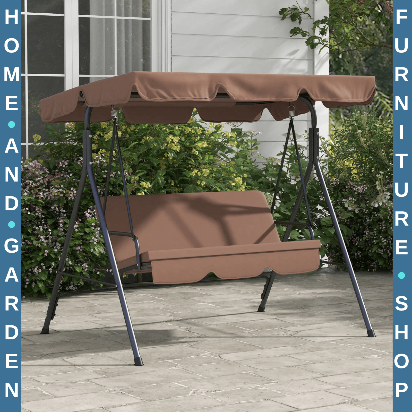 3 Seater Swing Chair w/ Adjustable Canopy Patio Hammock Bench Outdoor Seat - Home and Garden Furniture Shop - rustic - furniture