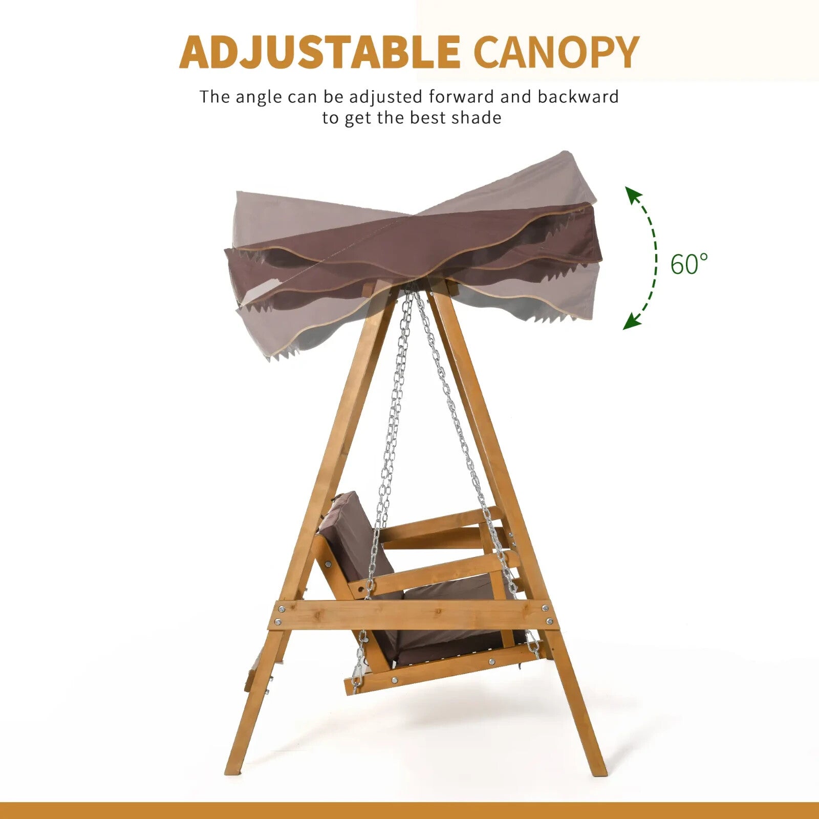 3 Seater Swing Chair with Cushions and Adjustable Canopy for Garden or Patio - Home and Garden Furniture Shop - rustic - furniture