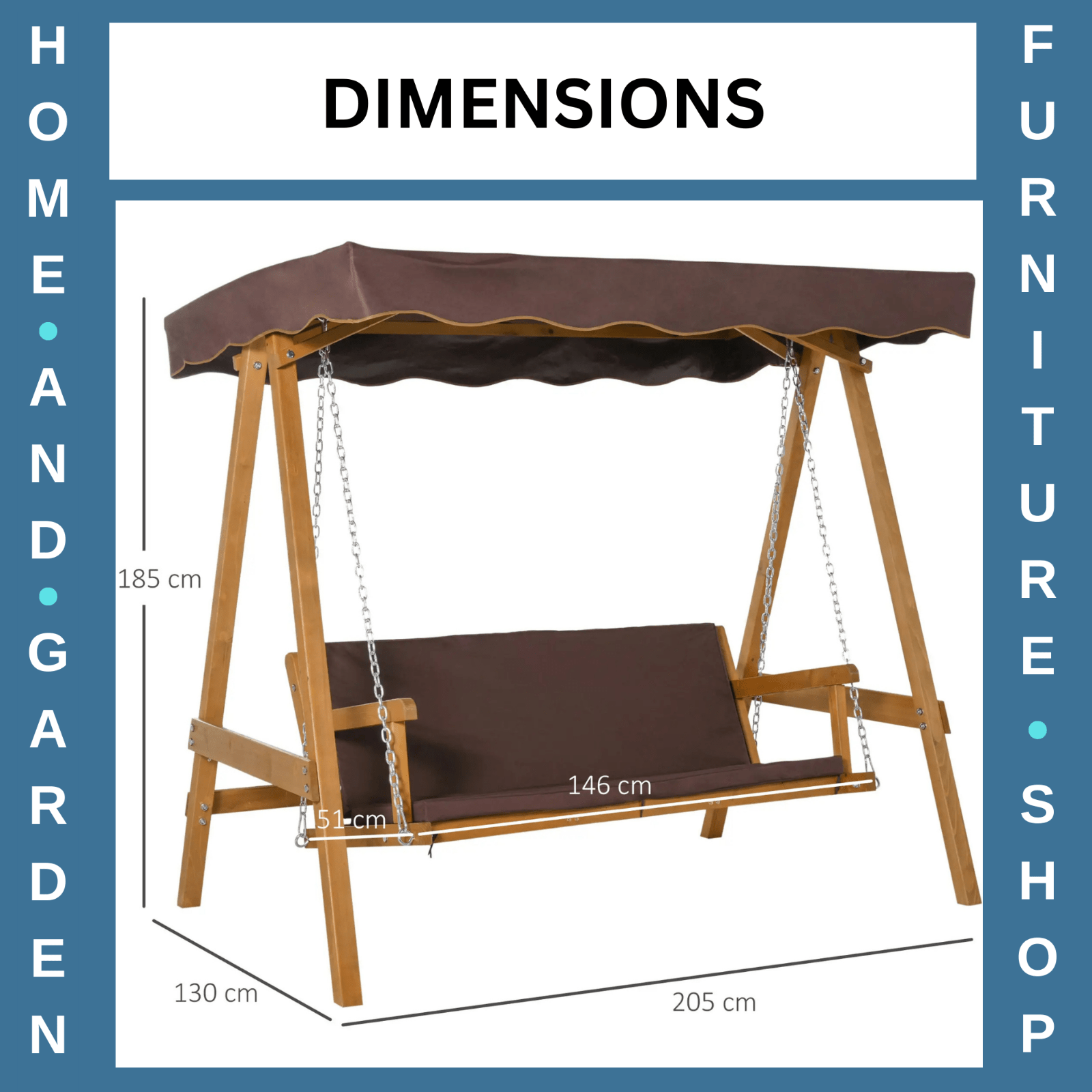 3 Seater Swing Chair with Cushions and Adjustable Canopy for Garden or Patio - Home and Garden Furniture Shop - rustic - furniture