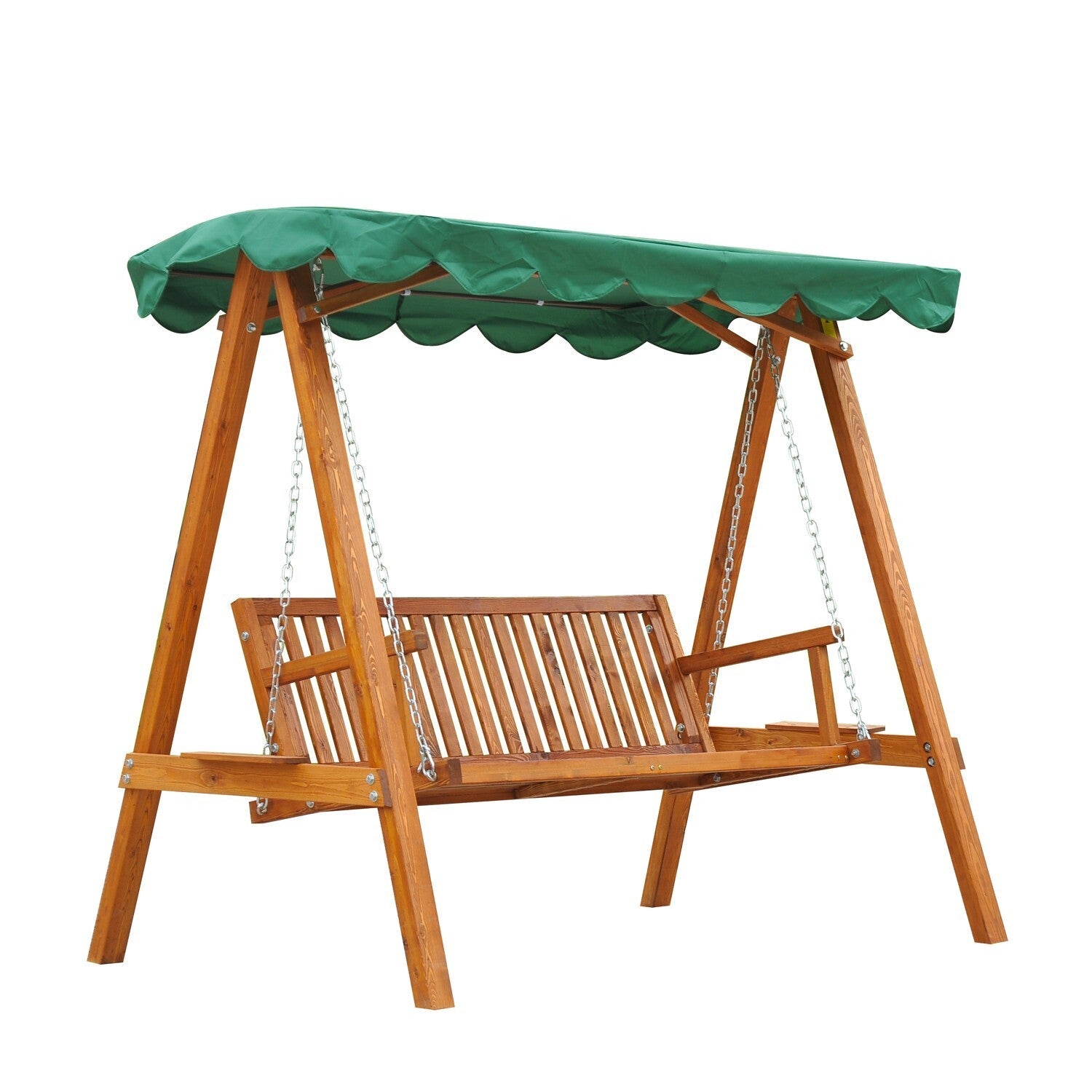 3 Seater Wooden Garden Swing Bench Outdoor Patio Chair with Backrest Canopy - Home and Garden Furniture Shop - rustic - furniture