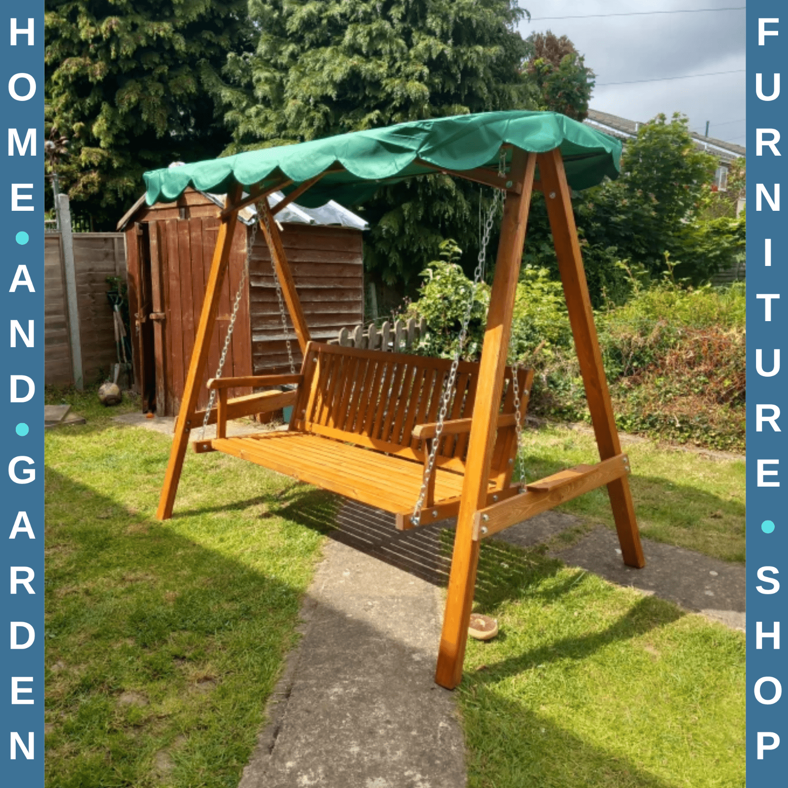 3 Seater Wooden Garden Swing Bench Outdoor Patio Chair with Backrest Canopy - Home and Garden Furniture Shop - rustic - furniture