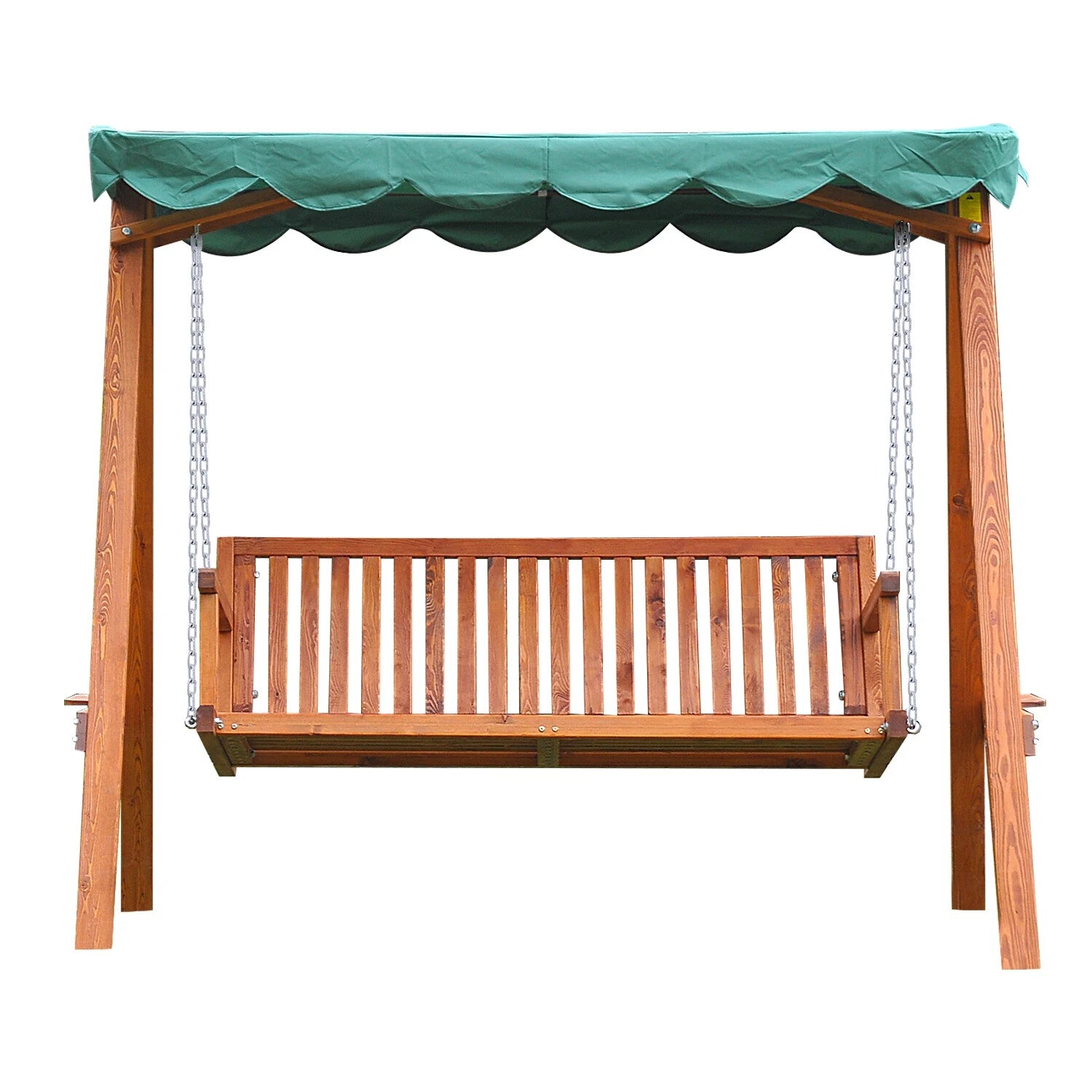 3 Seater Wooden Garden Swing Bench Outdoor Patio Chair with Backrest Canopy - Home and Garden Furniture Shop - rustic - furniture