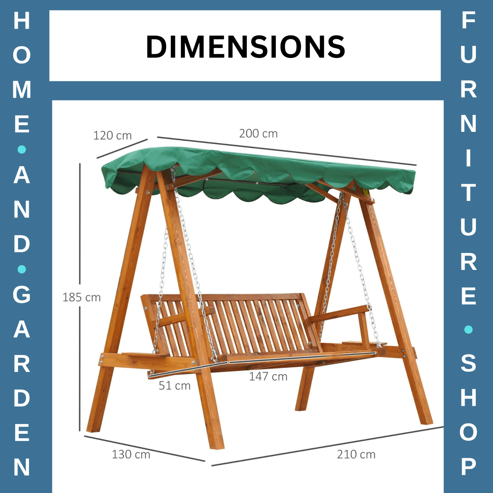 3 Seater Wooden Garden Swing Chair Seat Canopy Hammock Wood Bench Furniture Bed - Home and Garden Furniture Shop - rustic - furniture