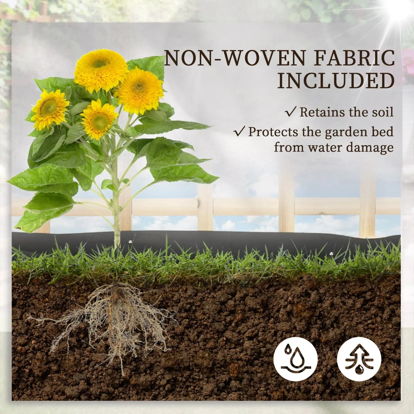 3 Tier Garden Planters w/ Trellis Wood Raised Beds for Vine Climbing 95x95x110cm - Home and Garden Furniture Shop - rustic - furniture