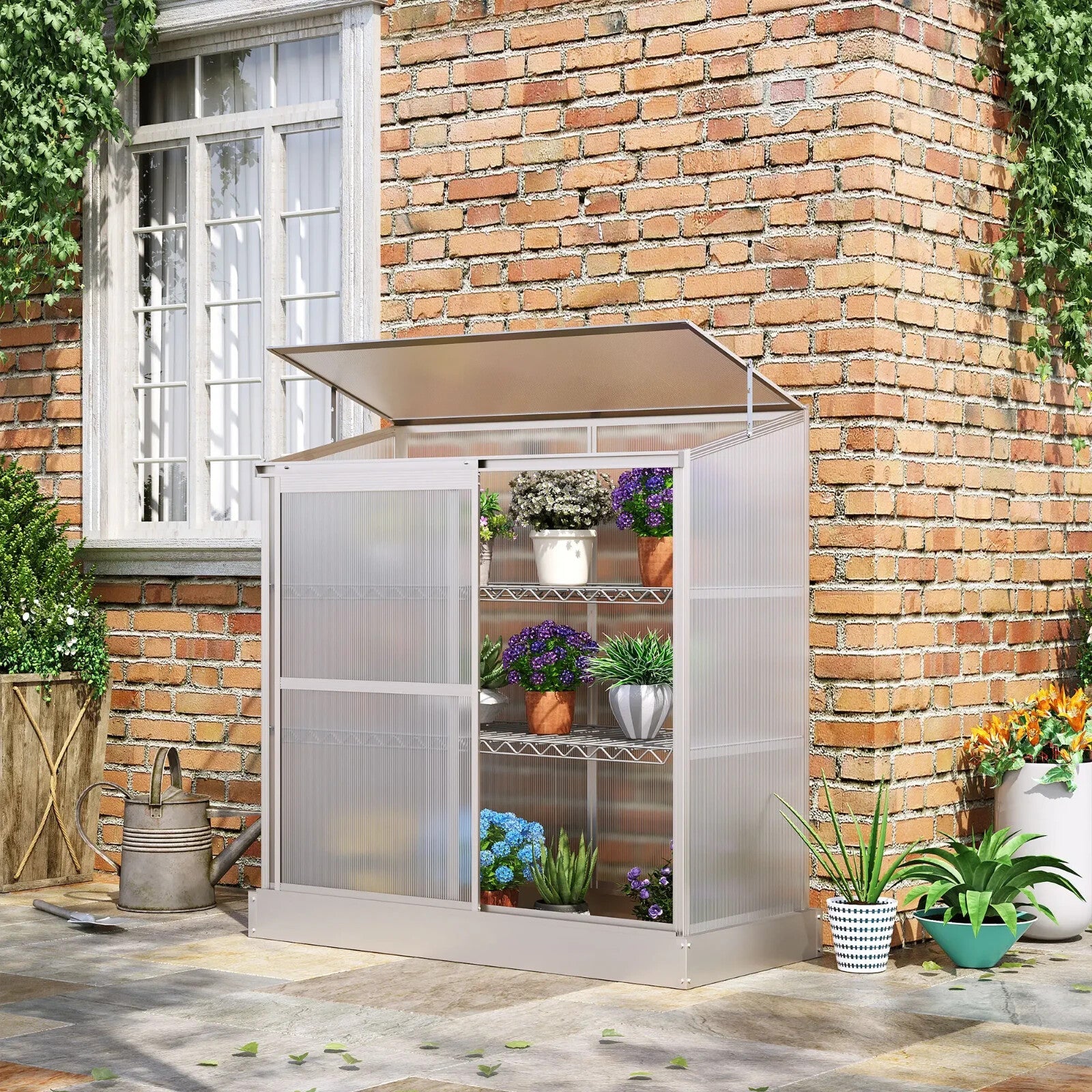 3 Tier Mini Greenhouse with Shelves and Foundation Plant Grow House for Garden - Home and Garden Furniture Shop - rustic - furniture
