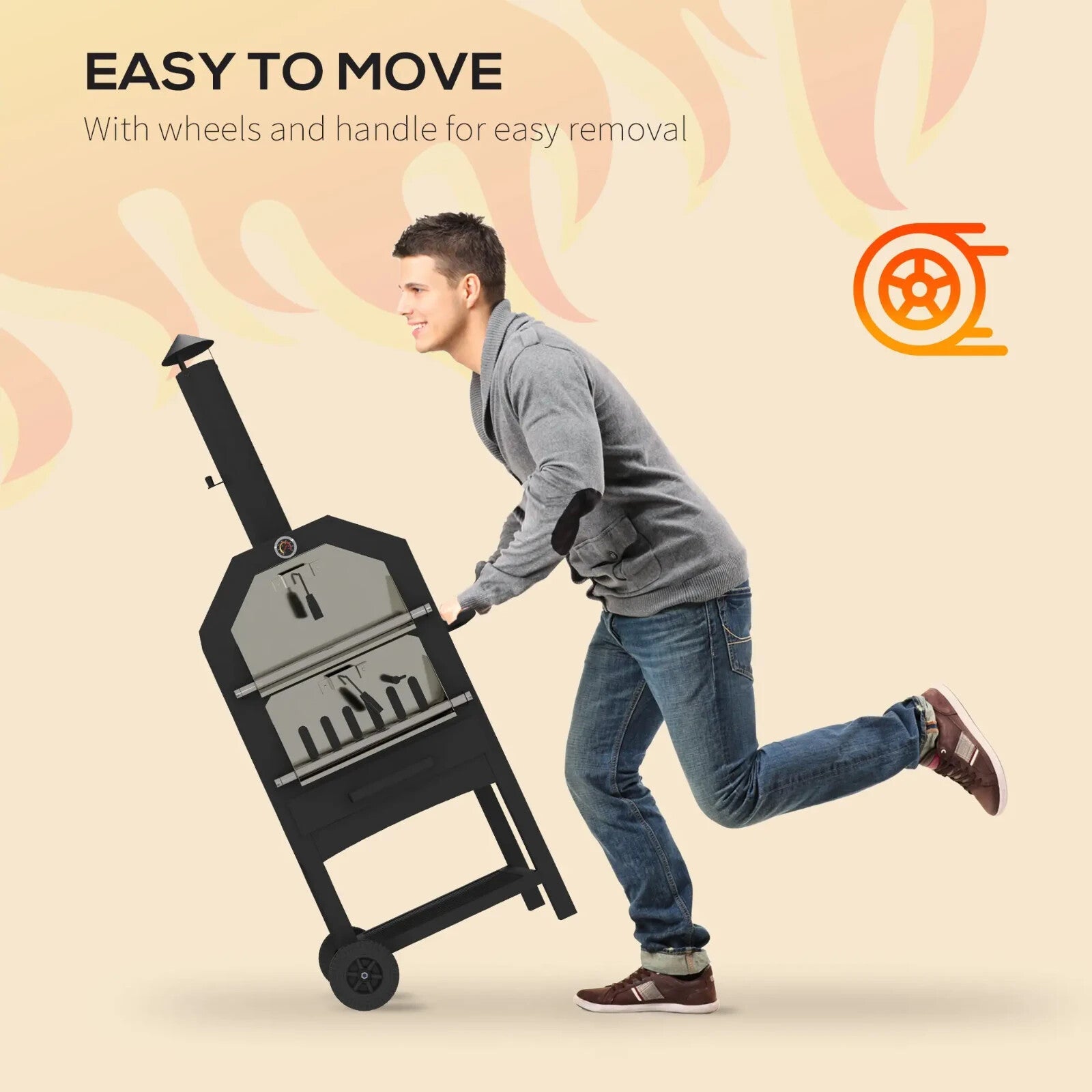 3 Tier Outdoor Pizza Oven w/ Charcoal BBQ Grill Steel Garden Cooking Smoker Unit - Home and Garden Furniture Shop - rustic - furniture