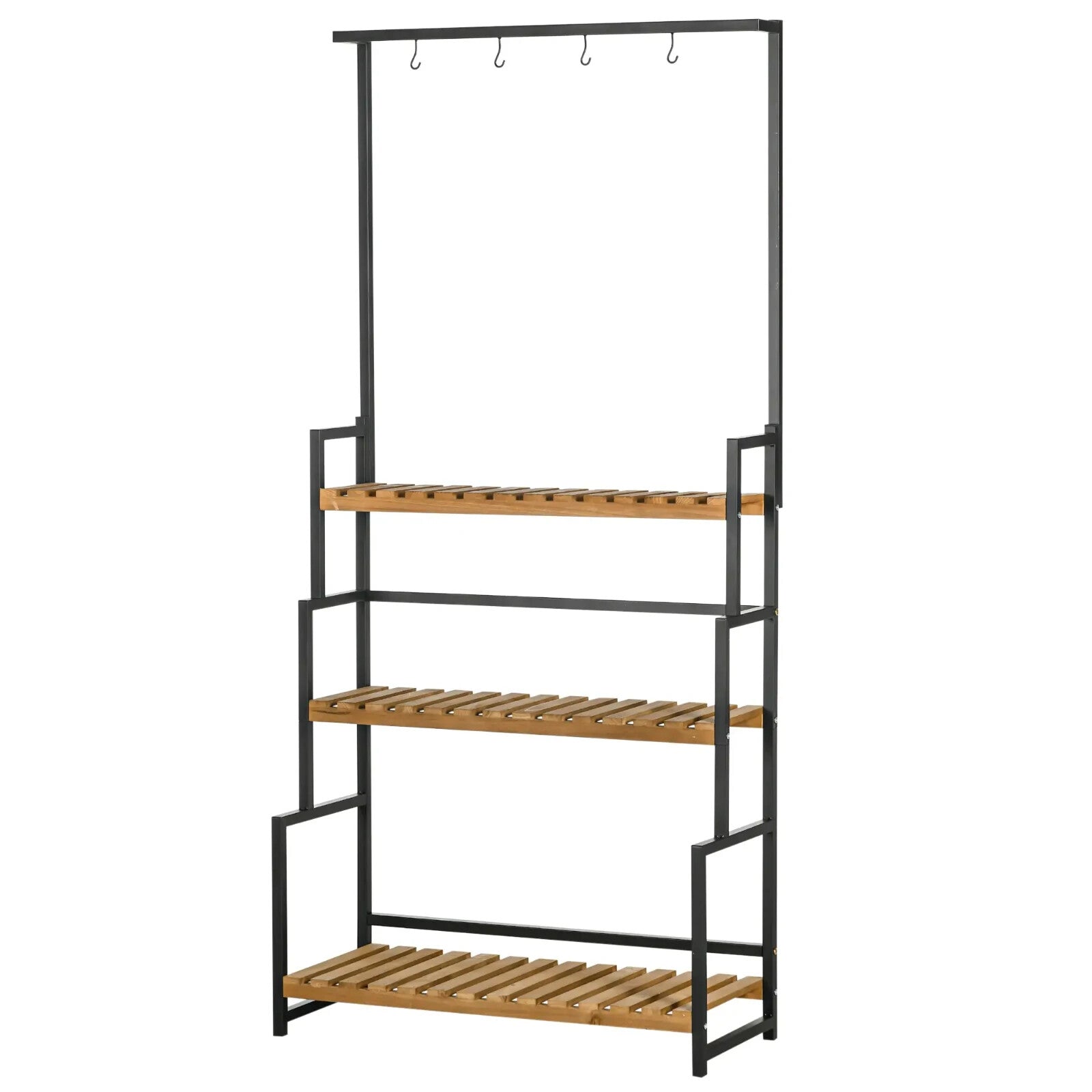 3 Tier Plant Stand w/ Hooks Indoor Outdoor Flower Rack Balcony Garden Shelf Unit - Home and Garden Furniture Shop - rustic - furniture