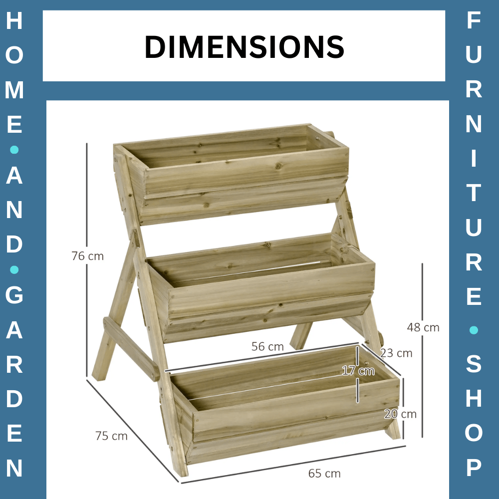 3 Tier Raised Garden Bed Wooden Elevated Planter Grow Box for Herbs Outdoor - Home and Garden Furniture Shop - rustic - furniture
