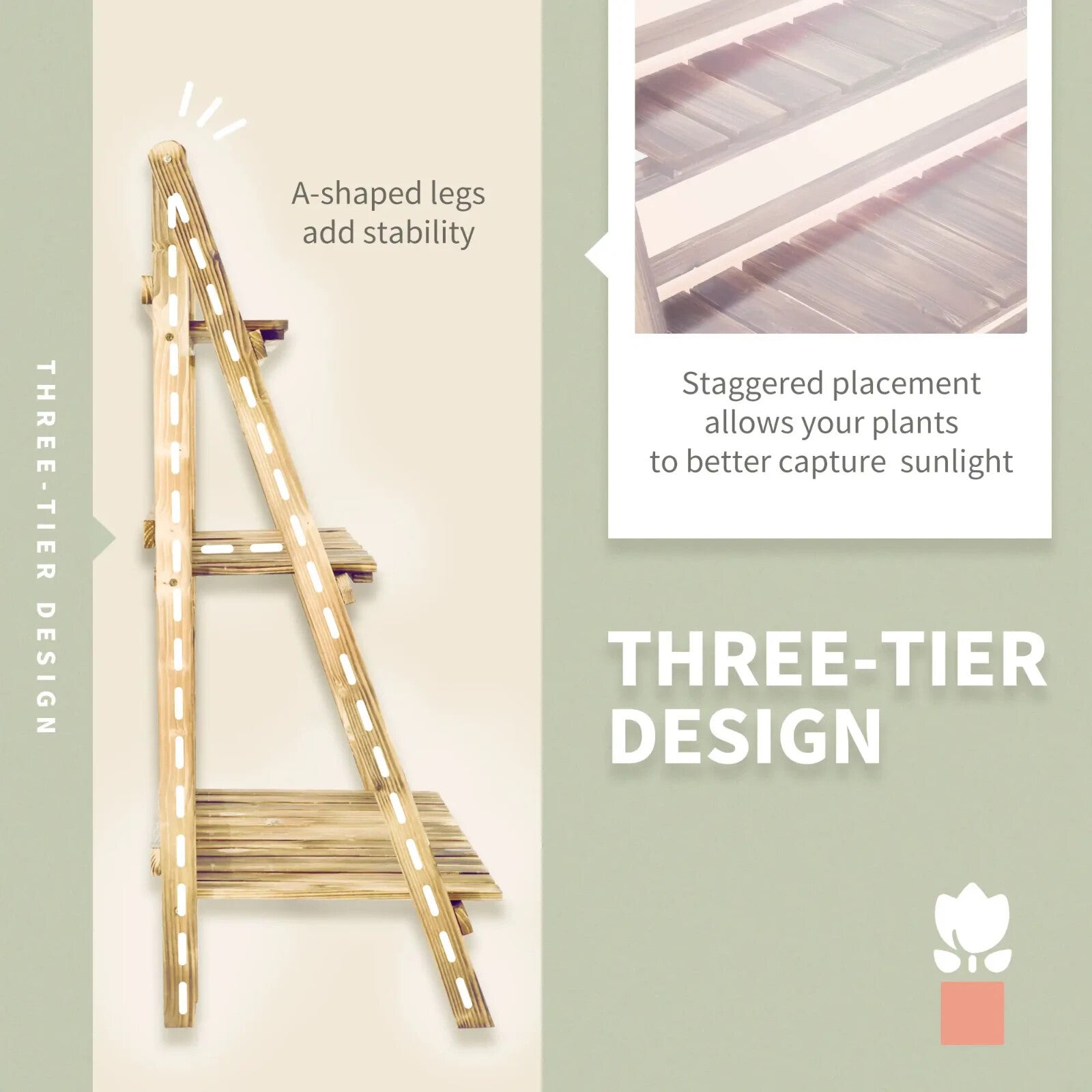 3 Tier Wooden Flower Display Shelf Plant Stand Indoor Outdoor Garden Storage - Home and Garden Furniture Shop - rustic - furniture