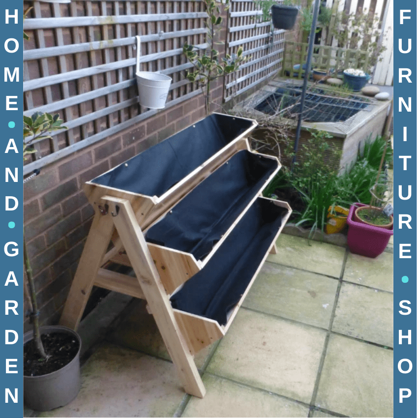 3 Tier Wooden Garden Plant Stand Raised Flower Bed with Hooks and Storage Shelf - Home and Garden Furniture Shop - rustic - furniture