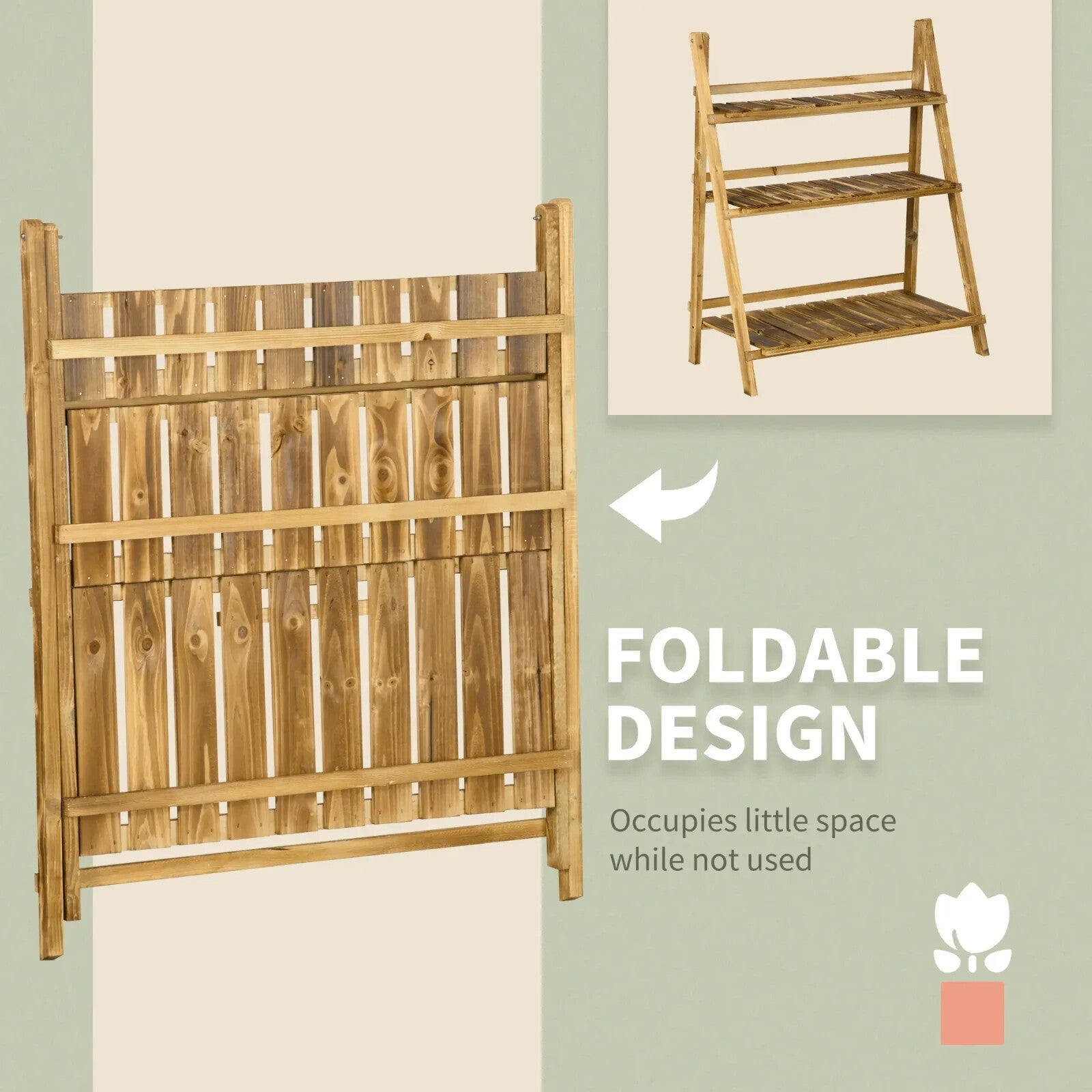 3 Tier Wooden Garden Planter Stand with Shelves Flower Pot Display Rack Outdoor - Home and Garden Furniture Shop - rustic - furniture