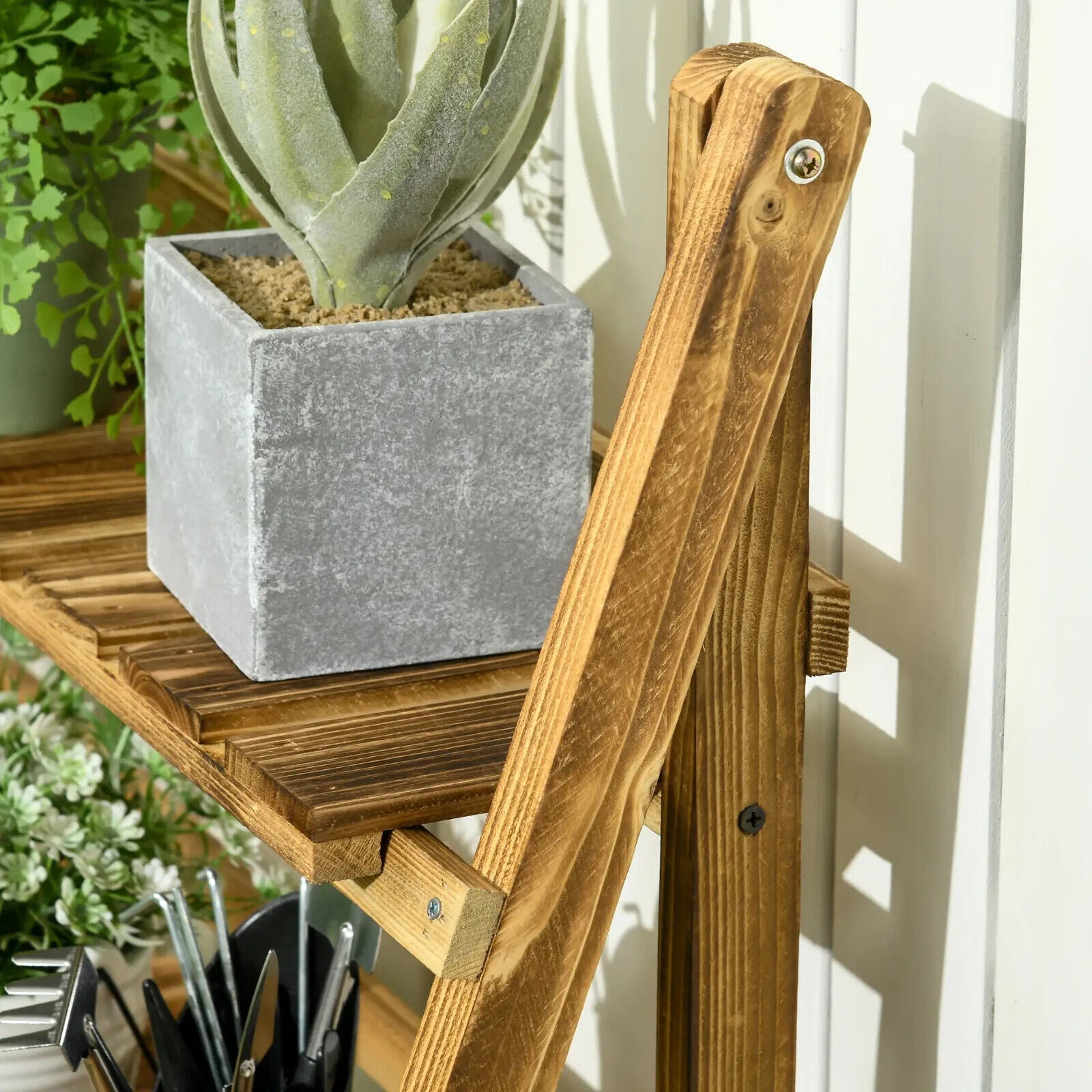 3 Tier Wooden Garden Planter Stand with Shelves Flower Pot Display Rack Outdoor - Home and Garden Furniture Shop - #rustic - furniture#