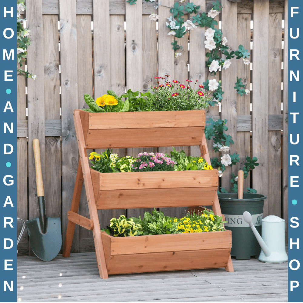 3 Tier Wooden Raised Garden Bed 65x75x78cm Elevated Planter Box for Herb Flowers - Home and Garden Furniture Shop - rustic - furniture