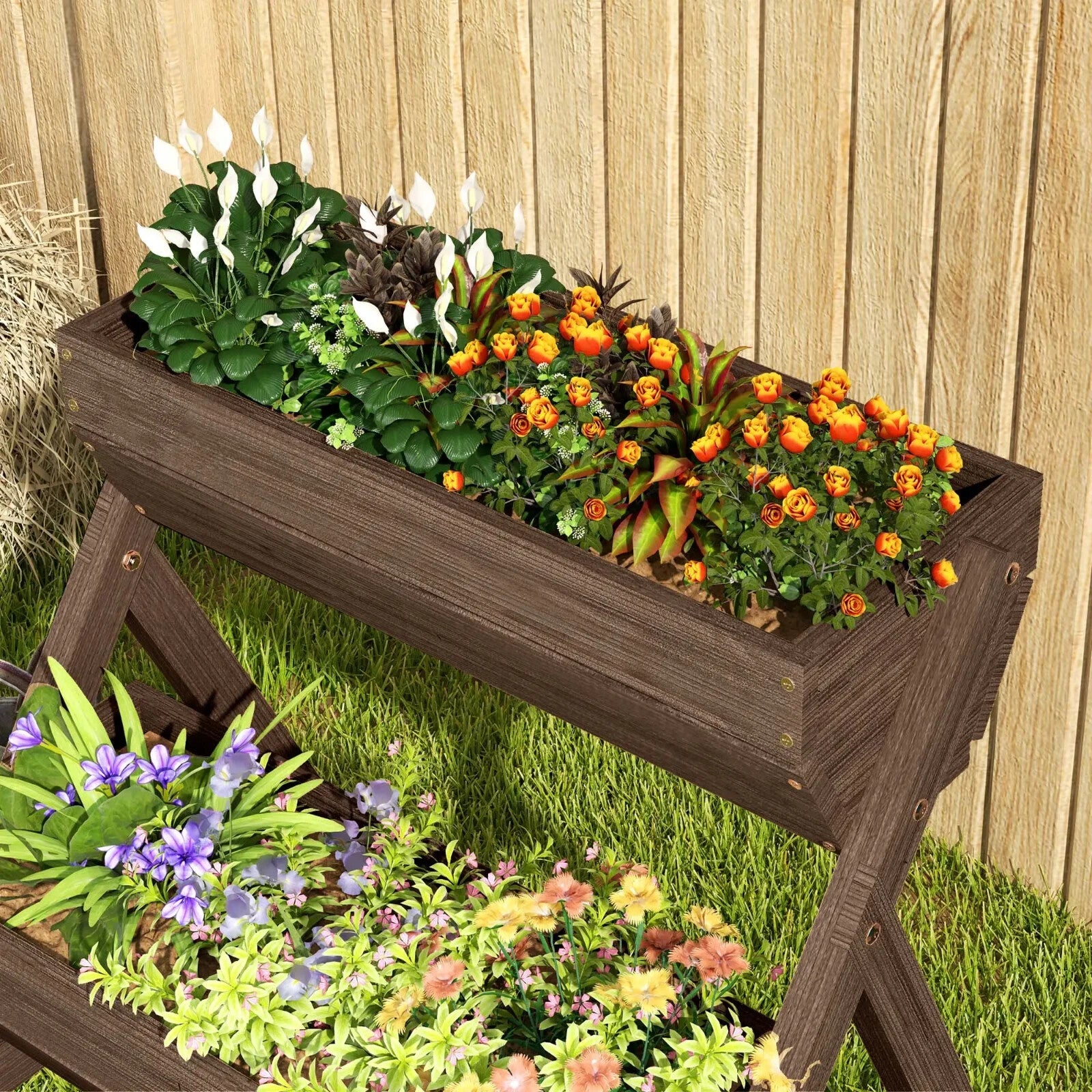 3 Tier Wooden Raised Garden Bed Elevated Planter Box for Vegetables Flowers Herb - Home and Garden Furniture Shop - rustic - furniture