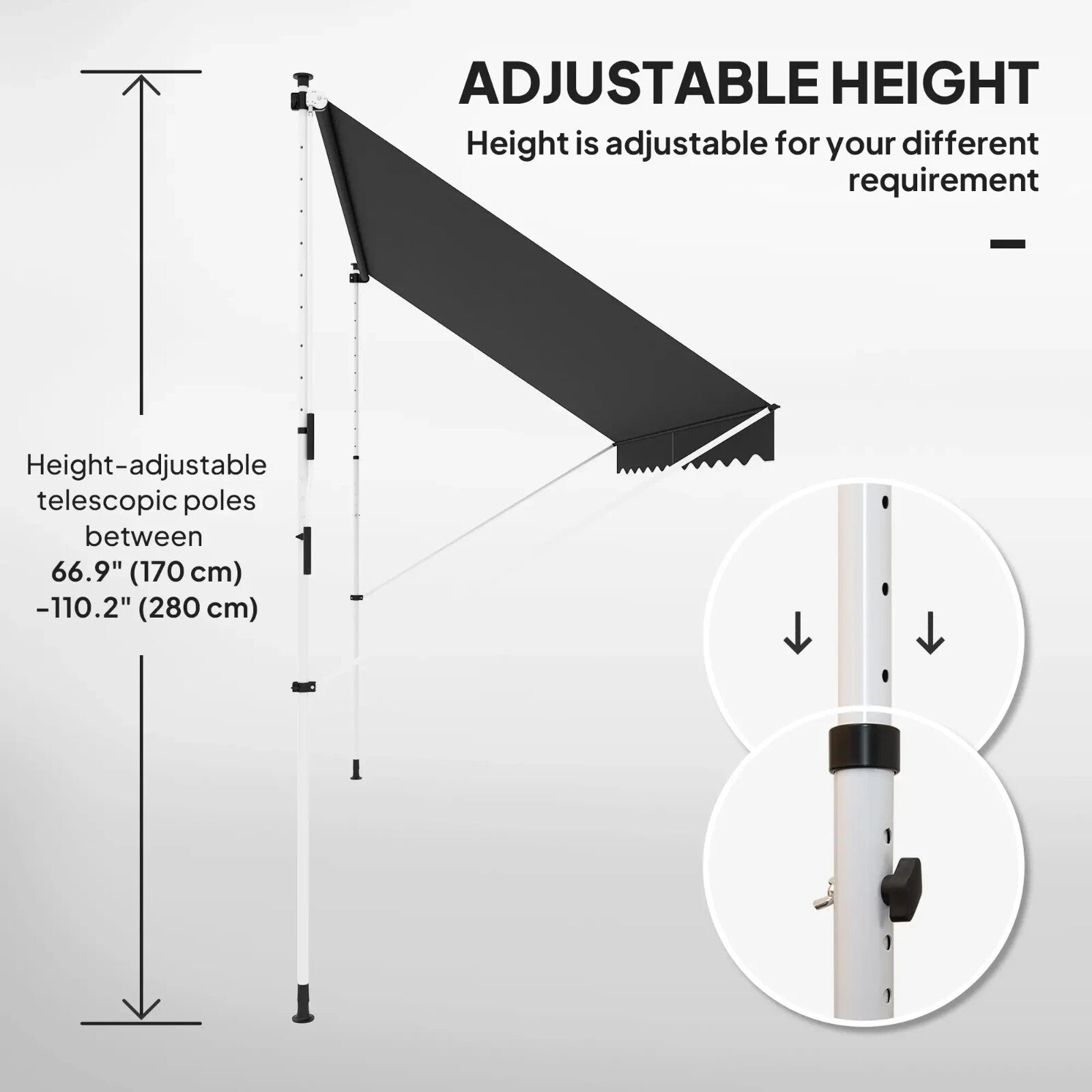 3 x 1.5m Adjustable Outdoor Awning Aluminium Frame Retractable Garden Canopy - Home and Garden Furniture Shop - rustic - furniture