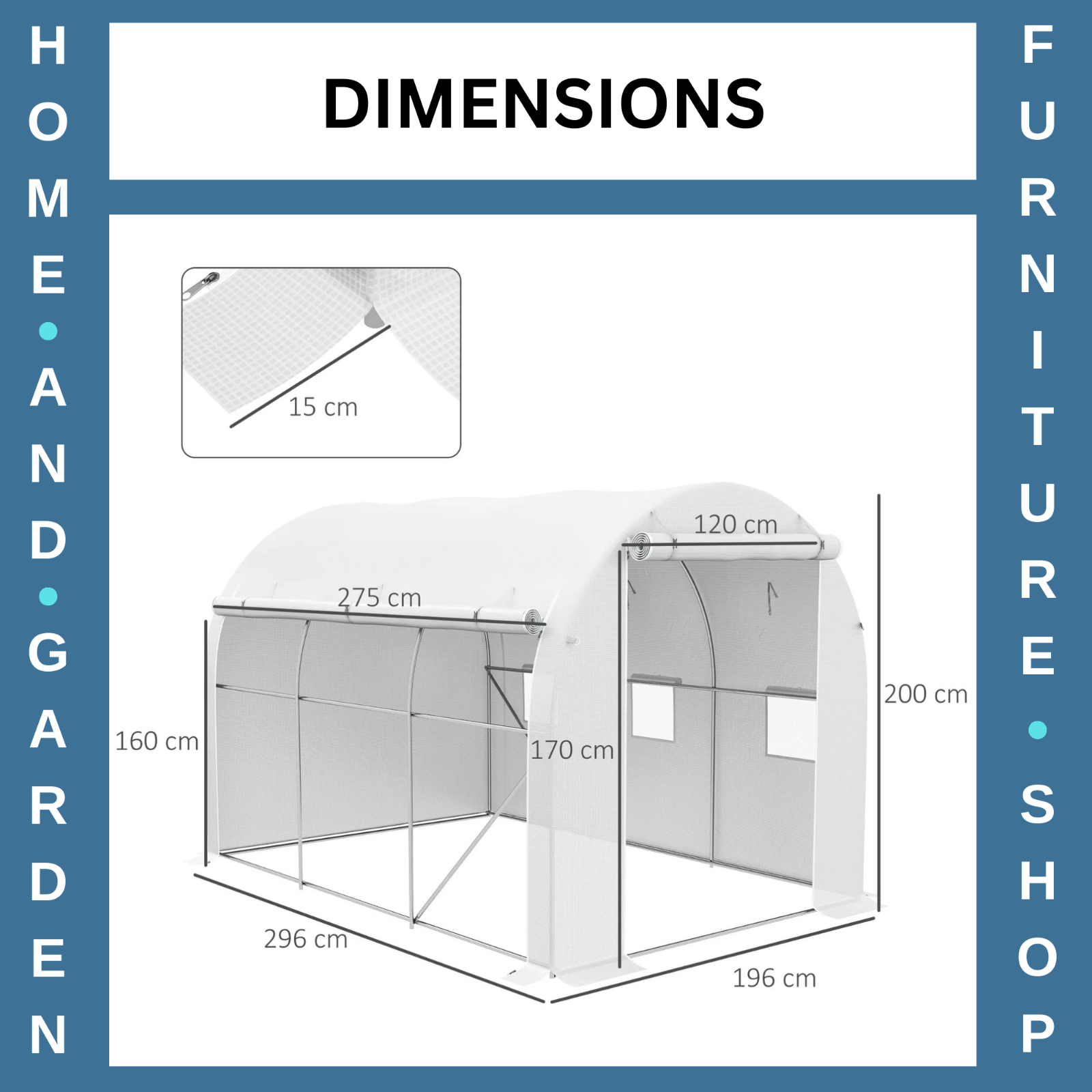 3 x 2 m Walk - In Polytunnel Greenhouse with PE Cover, Mesh Windows & Zipped Door - Home and Garden Furniture Shop - rustic - furniture