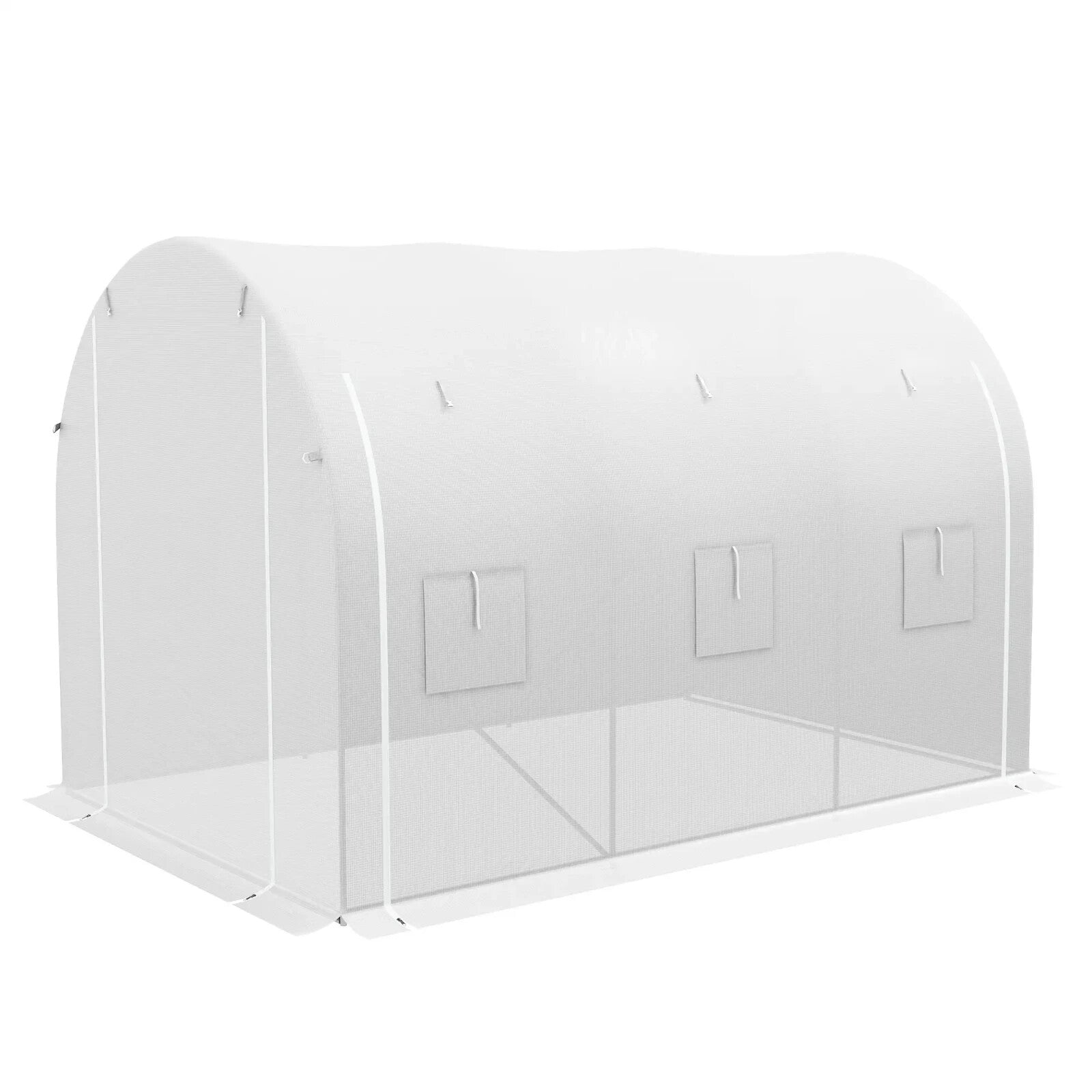 3 x 2 m Walk - In Polytunnel Greenhouse with PE Cover, Mesh Windows & Zipped Door - Home and Garden Furniture Shop - rustic - furniture