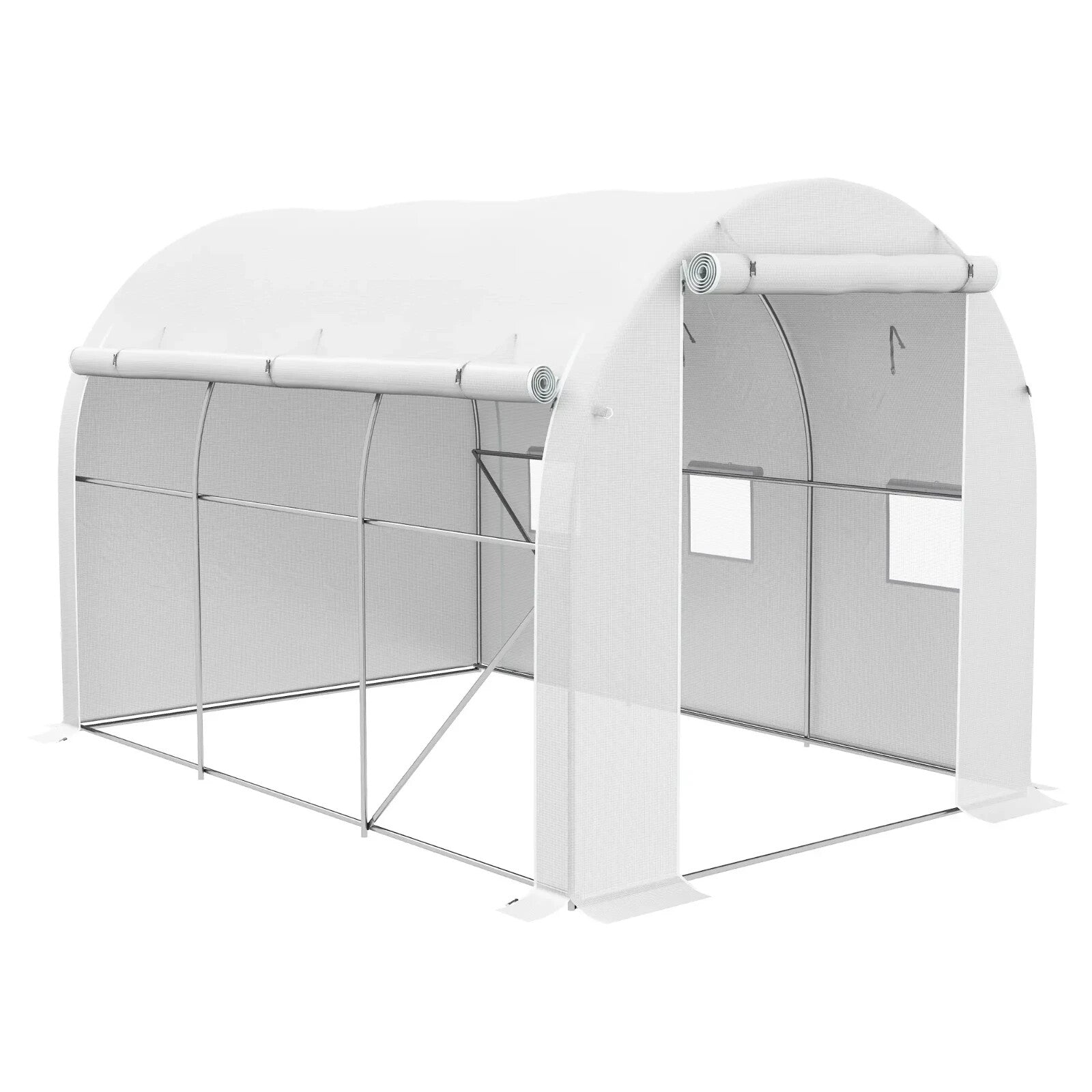3 x 2 m Walk - In Polytunnel Greenhouse with PE Cover, Mesh Windows & Zipped Door - Home and Garden Furniture Shop - rustic - furniture